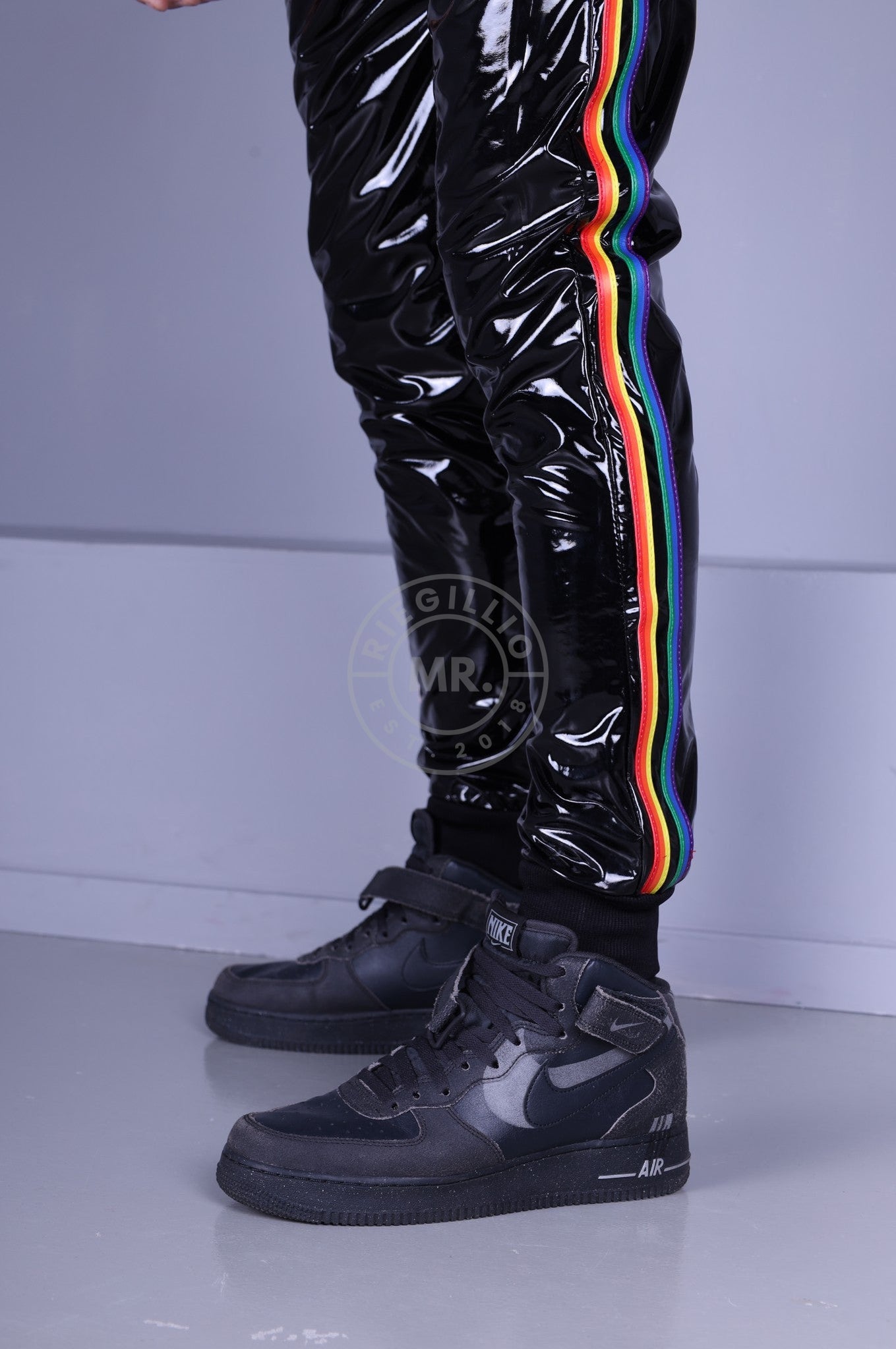 Black PVC Tracksuit Pants - PROUD at MR. Riegillio