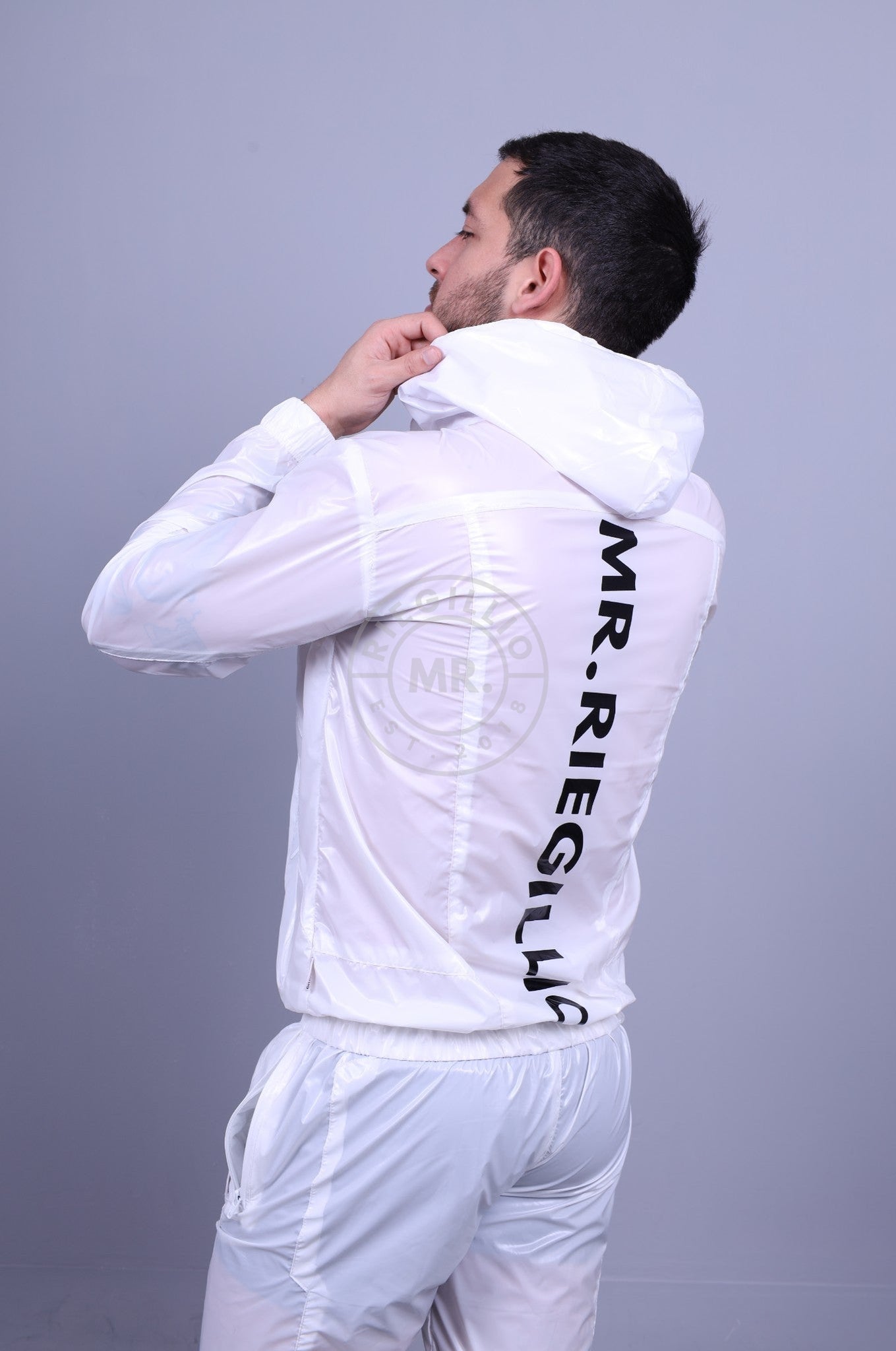 Shiny Nylon Tracksuit Jacket White