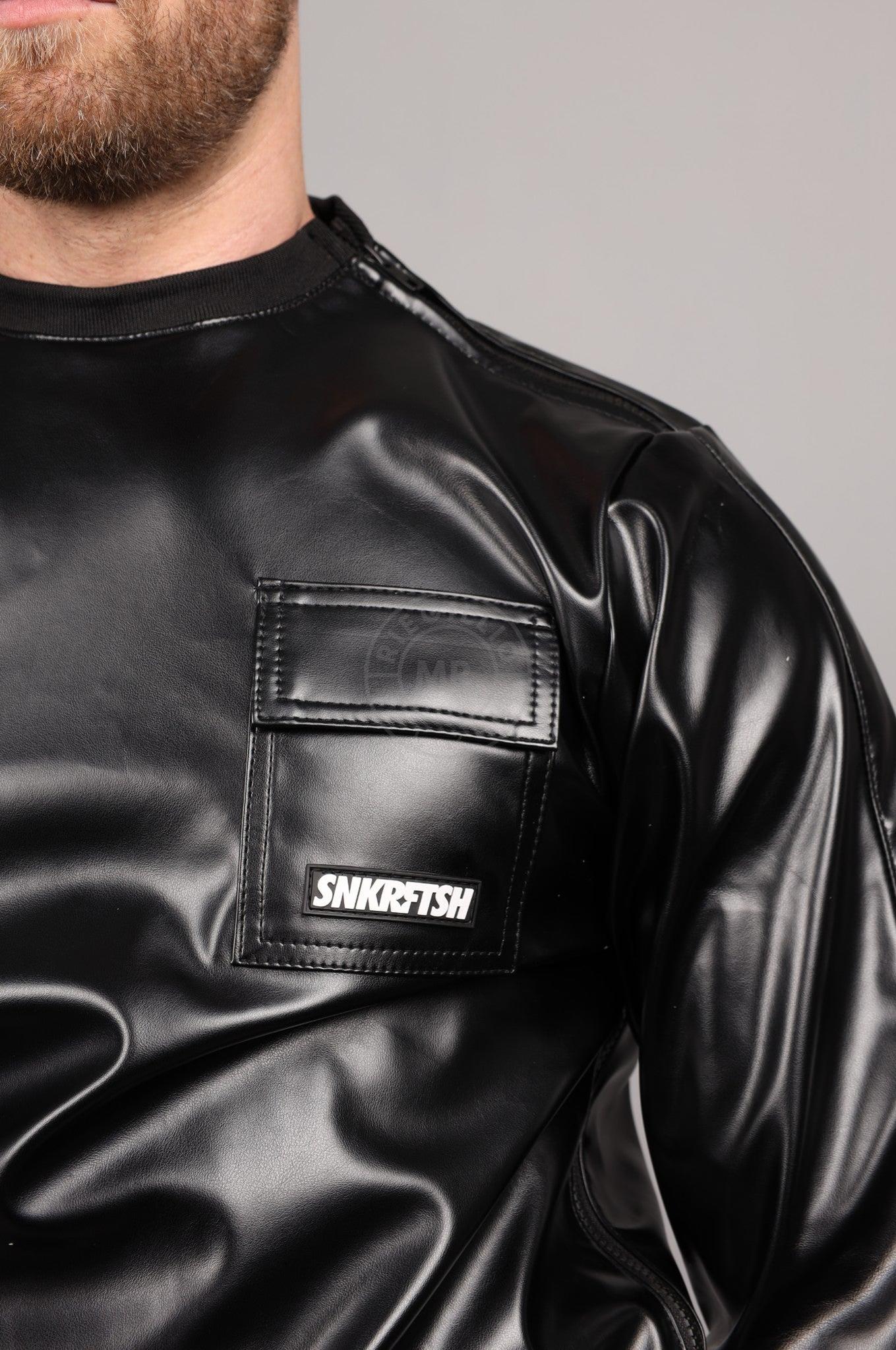 SNKRFTSH Black Vegan Leather Sweater at MR. Riegillio