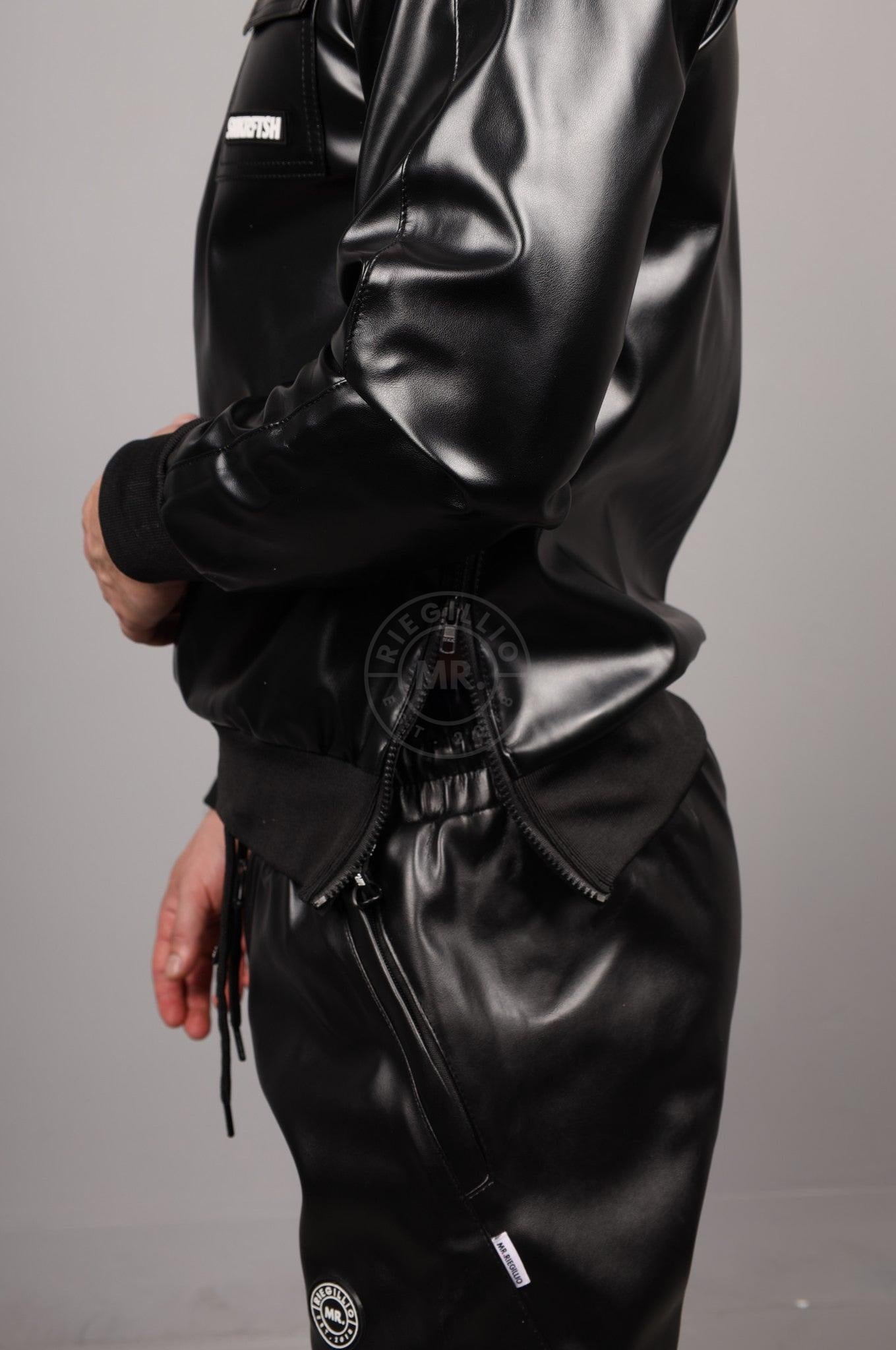 SNKRFTSH Black Vegan Leather Sweater at MR. Riegillio