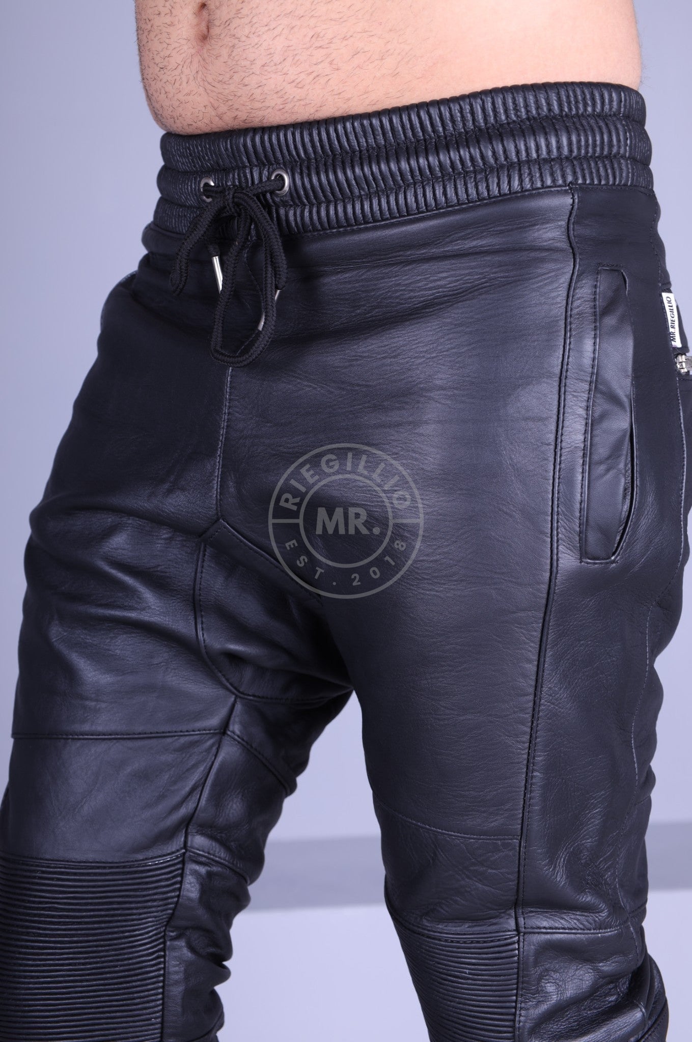 Black leather deals jogger