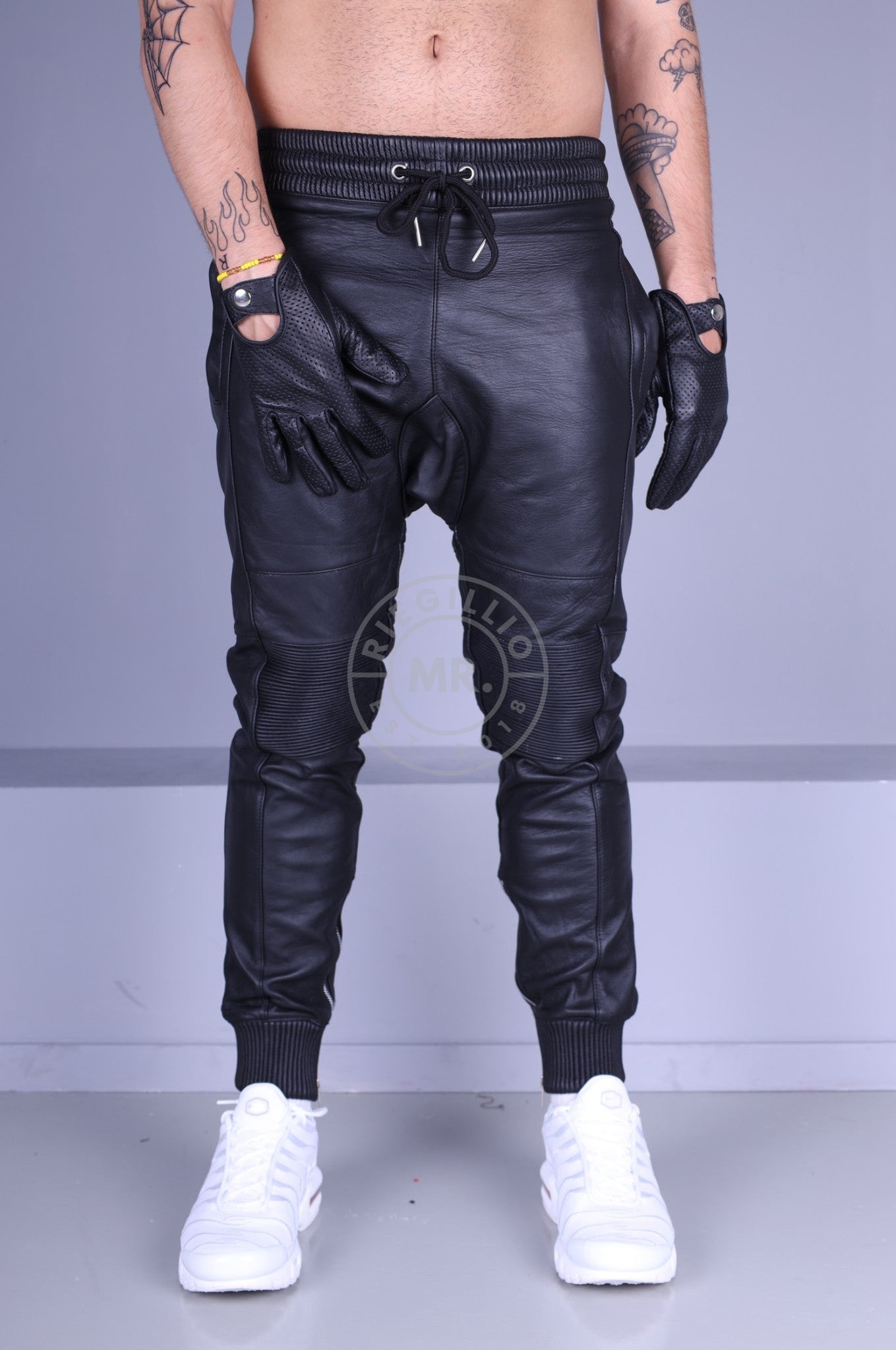 Black Leather Jogger