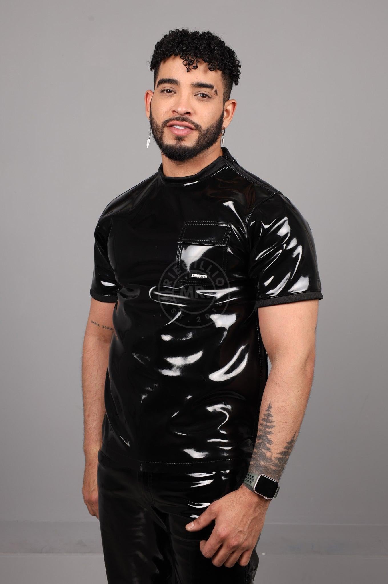 SNKRFTSH Black PVC T-Shirt at MR. Riegillio