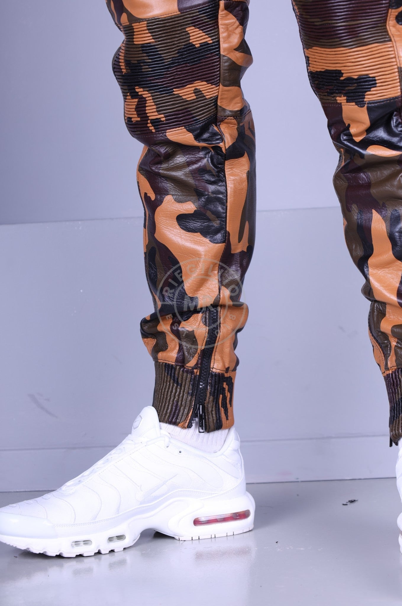 Leather on sale camouflage pants