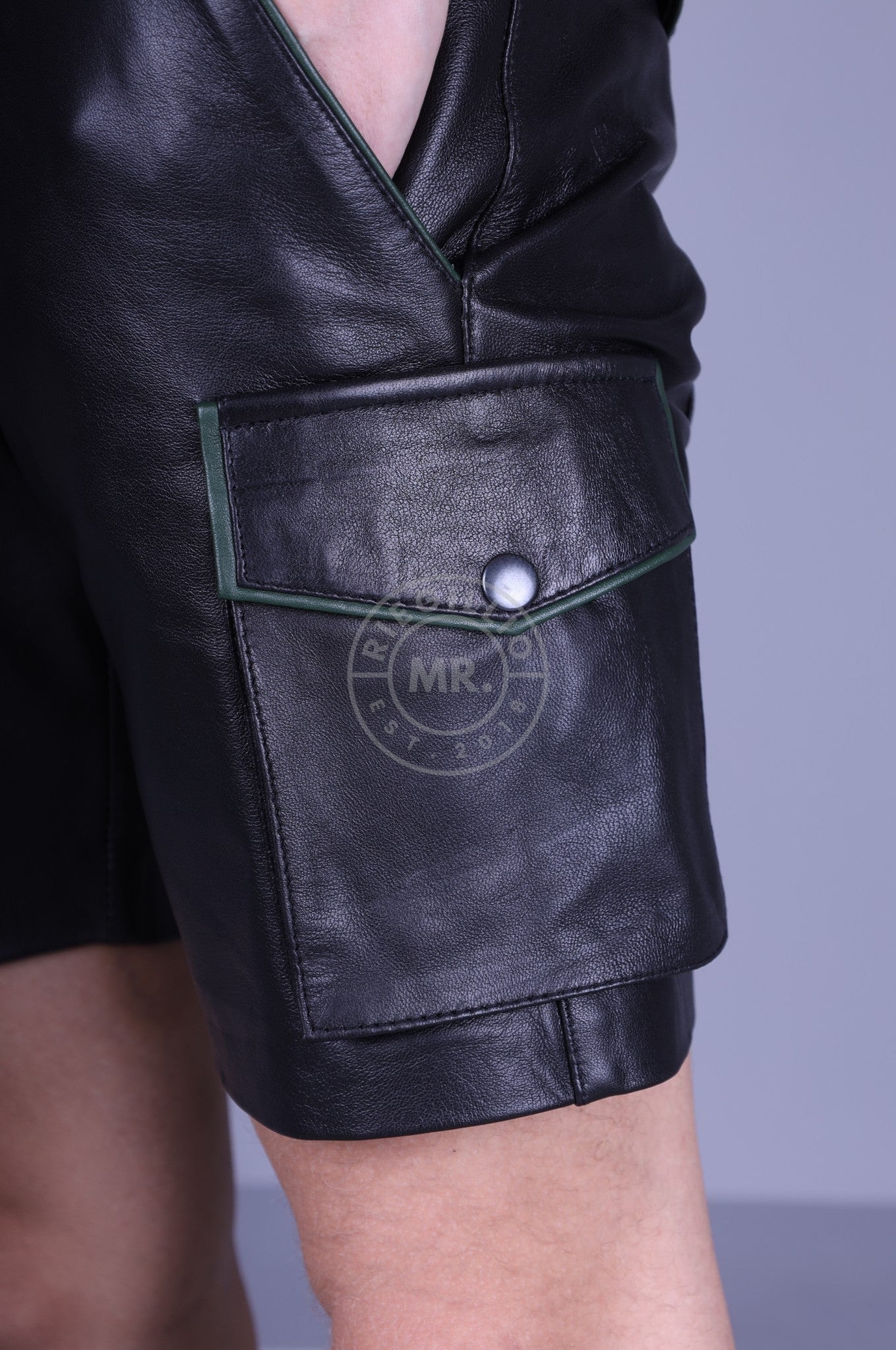 Red real Leather Combat Shorts With Six Pockets offers Custom Made To Order MSO-001