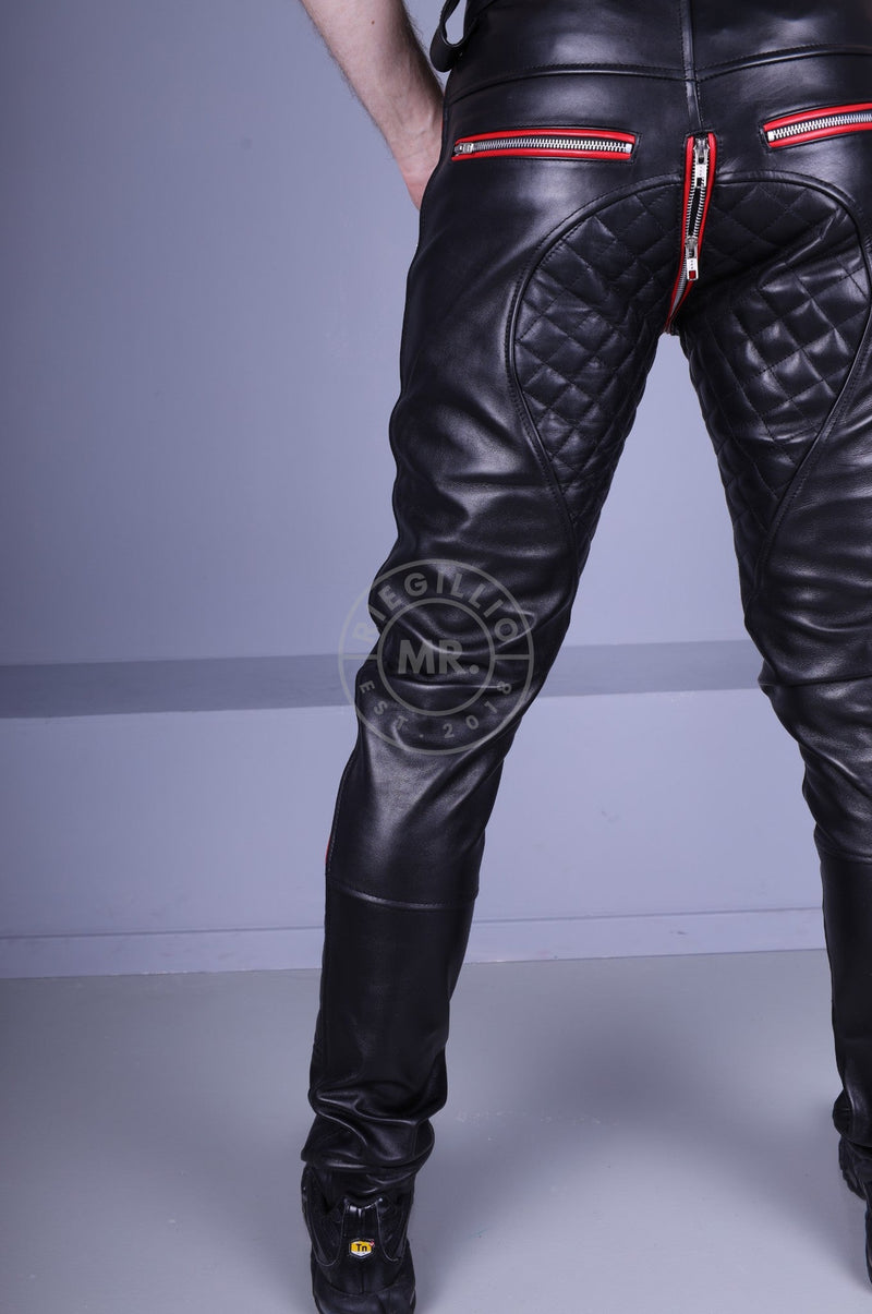 Padded Leather Pants - Red Piping by MR. Riegillio