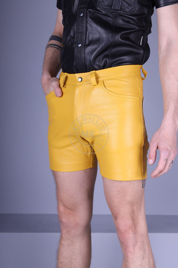 Leather 5 Pocket Short - Yellow at MR. Riegillio