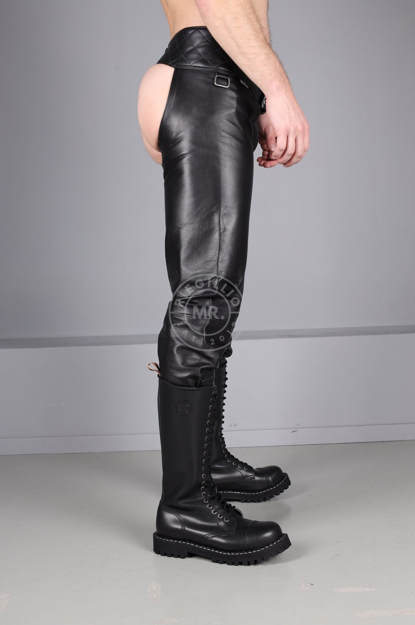 Black Leather Chaps at MR. Riegillio