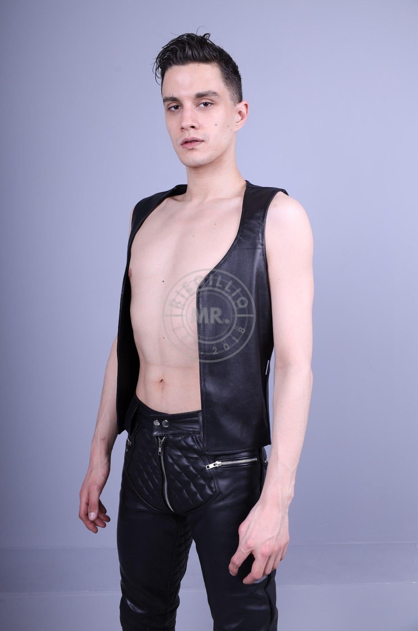 Padded Leather Pants - Black Piping at MR. Riegillio