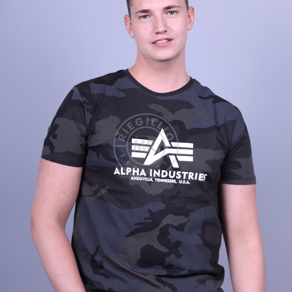 Alpha Industries Basic T-Shirt Black Camo at MR. Riegillio