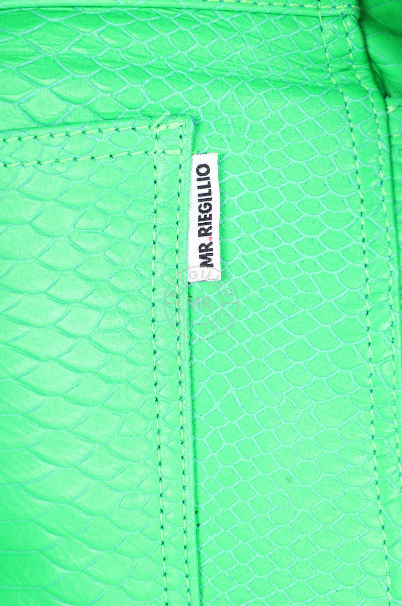 Leather Snake 5 Pocket Short - Neon Green at MR. Riegillio