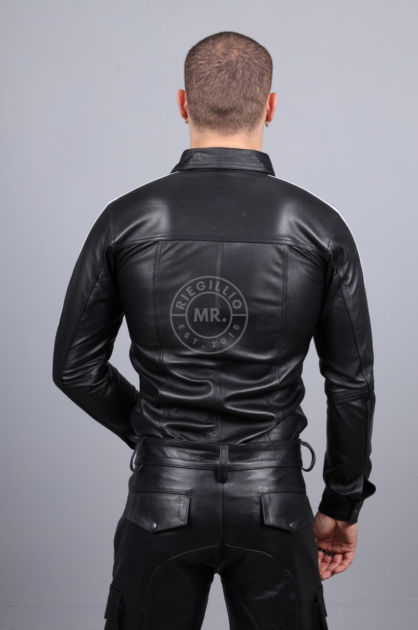 Black Leather Shirt Long Sleeves - PROUD Taping at MR. Riegillio