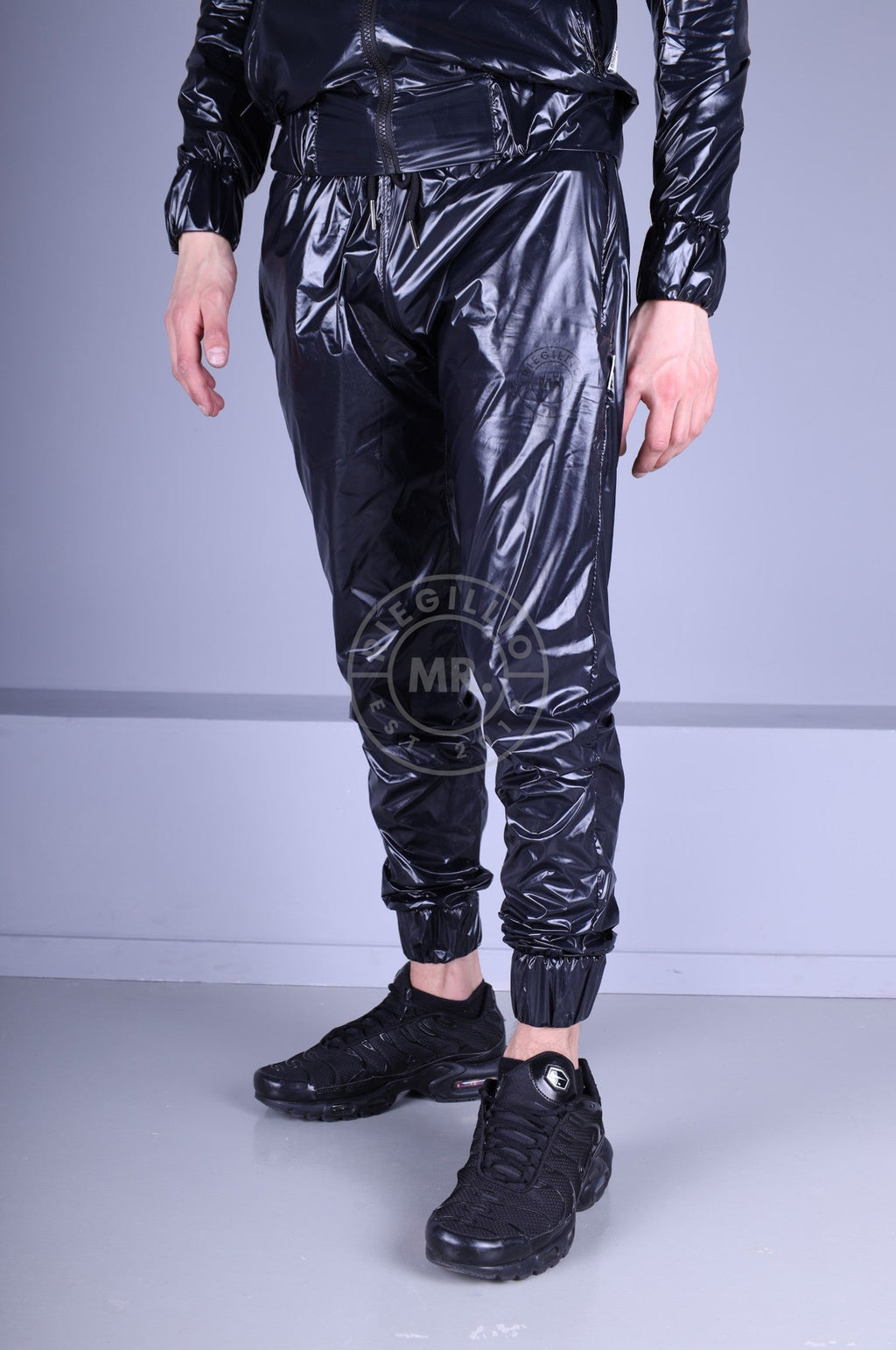 Shiny Nylon Tracksuit Pants - Dark Green by MR. Riegillio