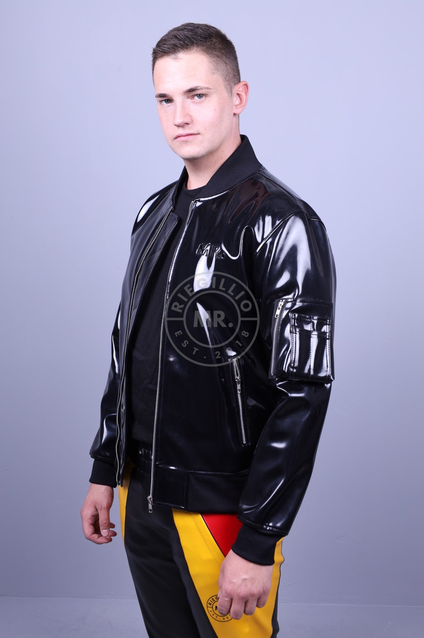 Mens black bomber clearance jacket gold zip