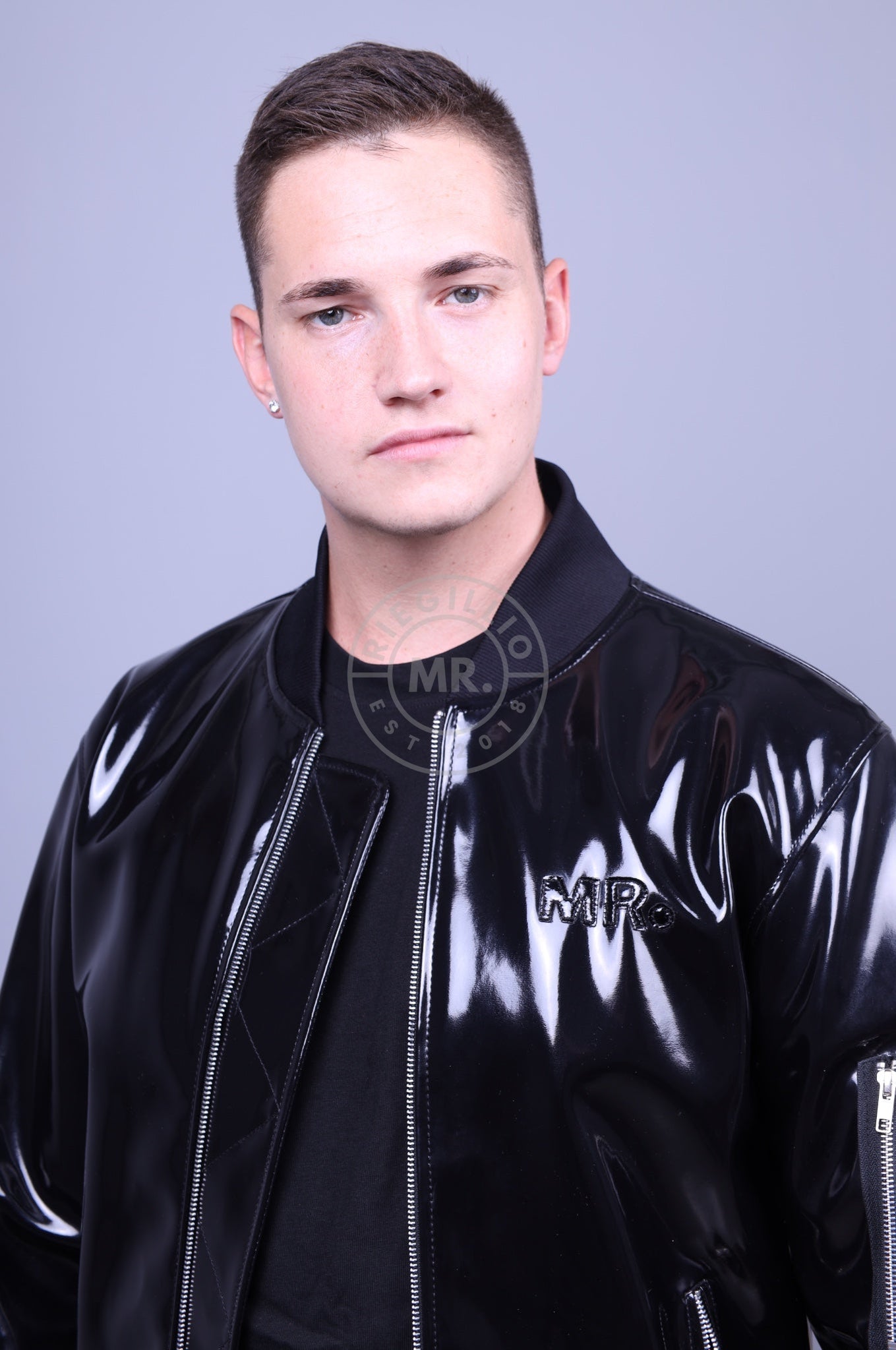 Heavy PVC Bomber Jacket-at MR. Riegillio