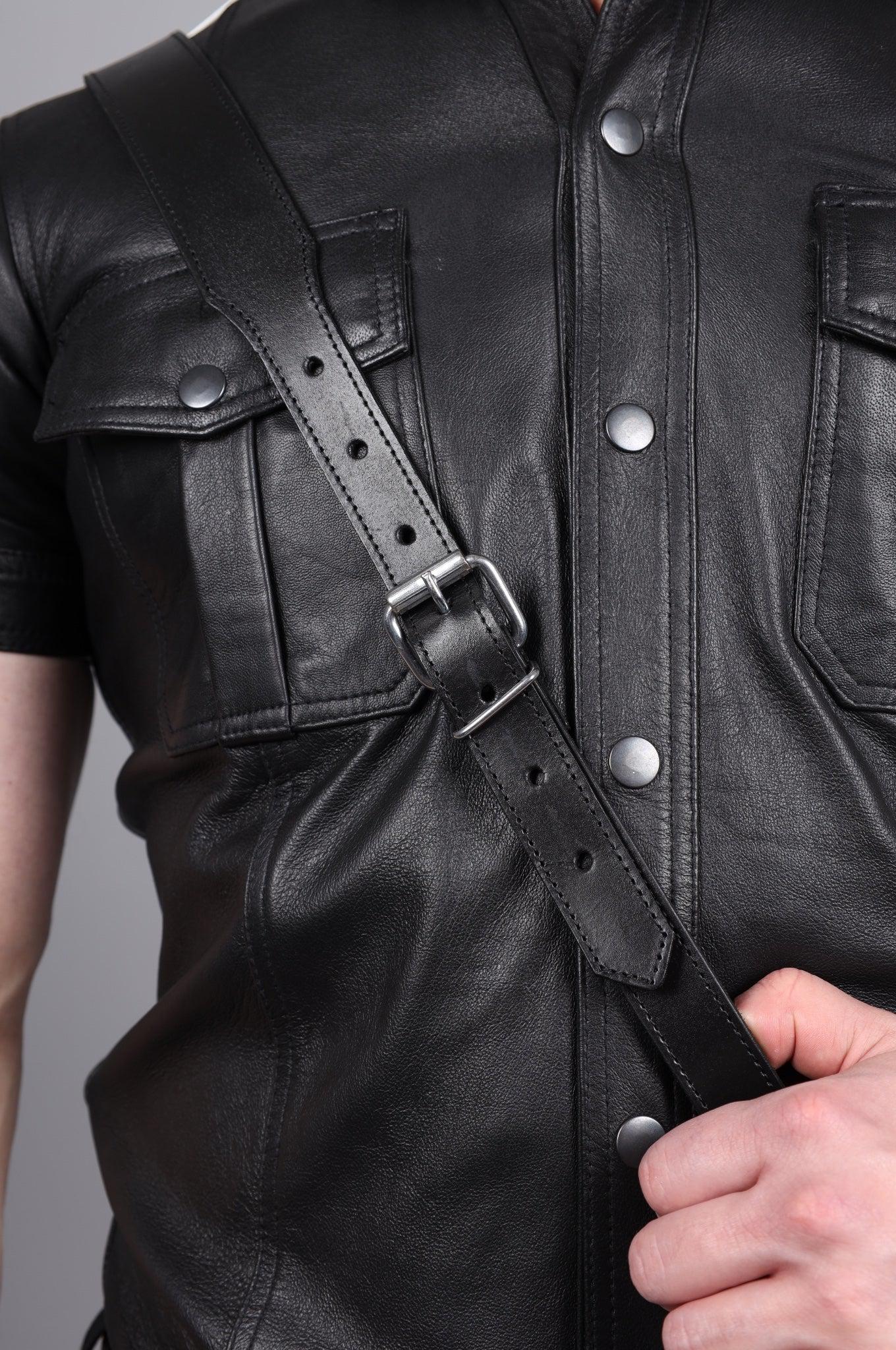 Black Leather Sam Browne Belt at MR. Riegillio