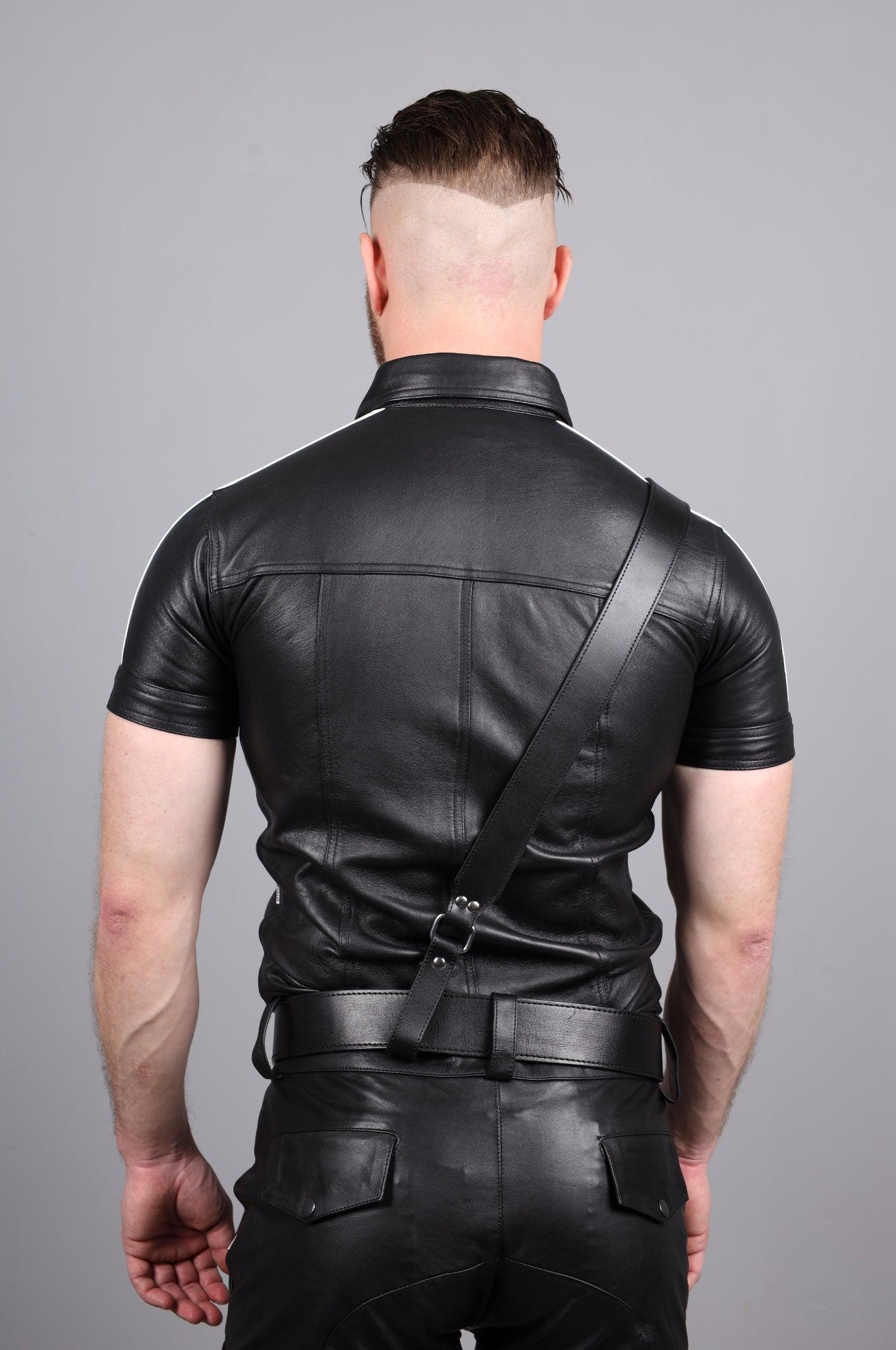 Black Leather Sam Browne Belt at MR. Riegillio