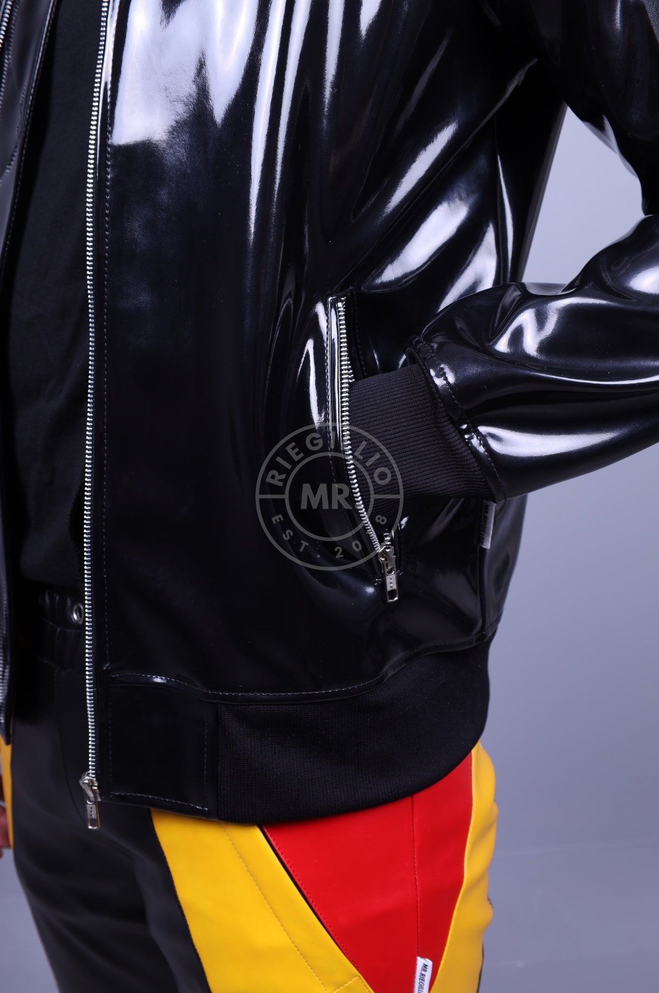 Heavy PVC Bomber Jacket-at MR. Riegillio