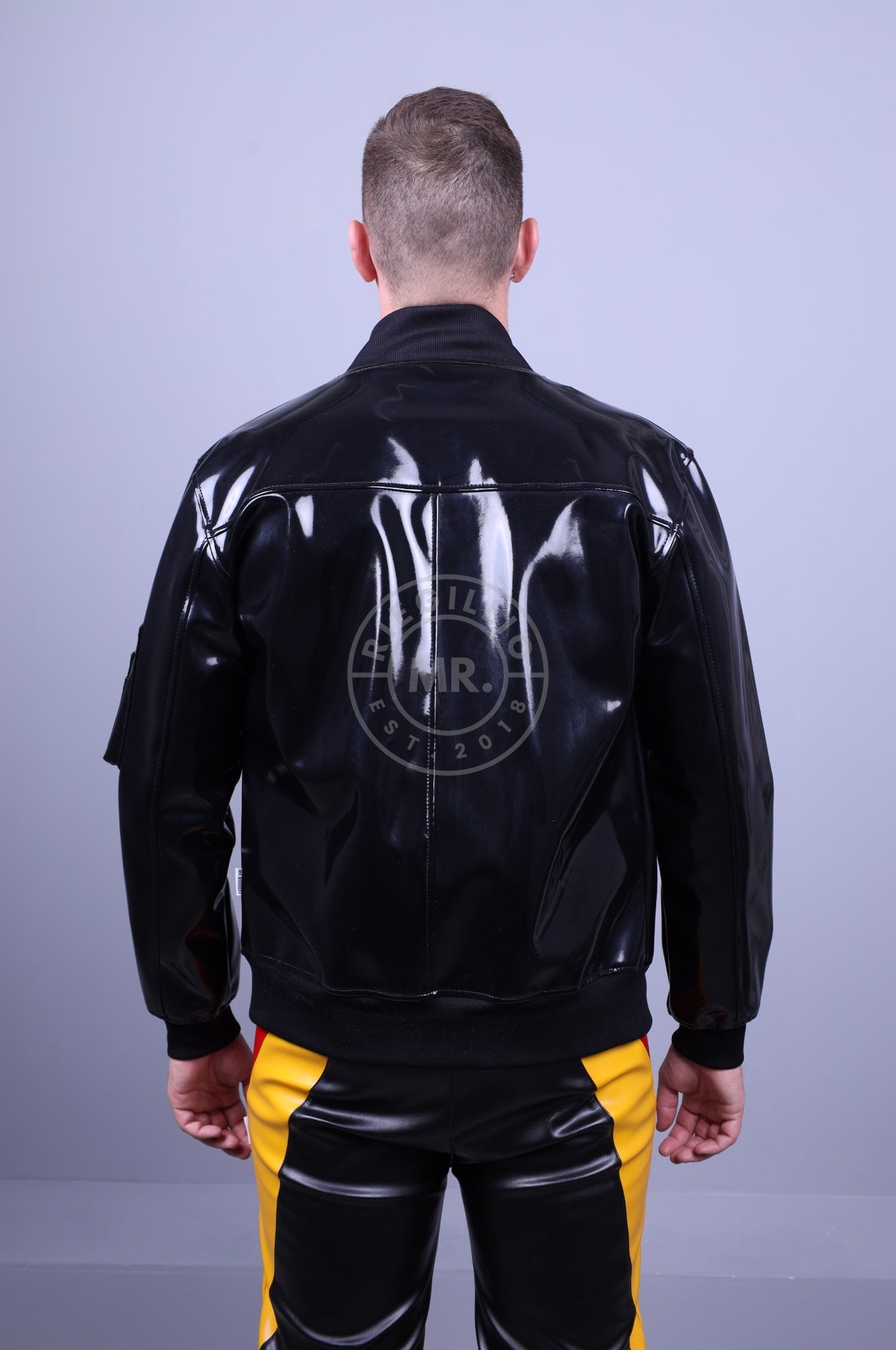 Heavy PVC Bomber Jacket-at MR. Riegillio