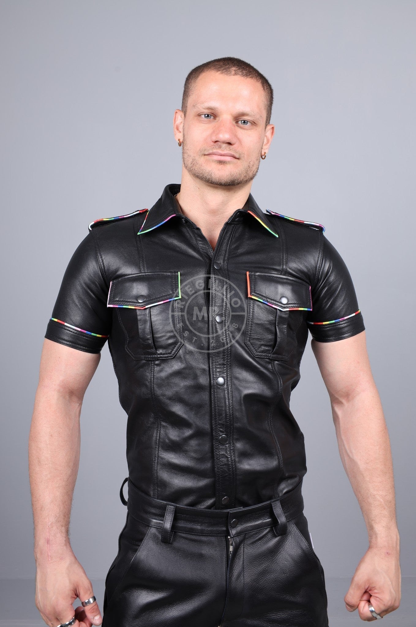 Black Leather Shirt - PROUD at MR. Riegillio