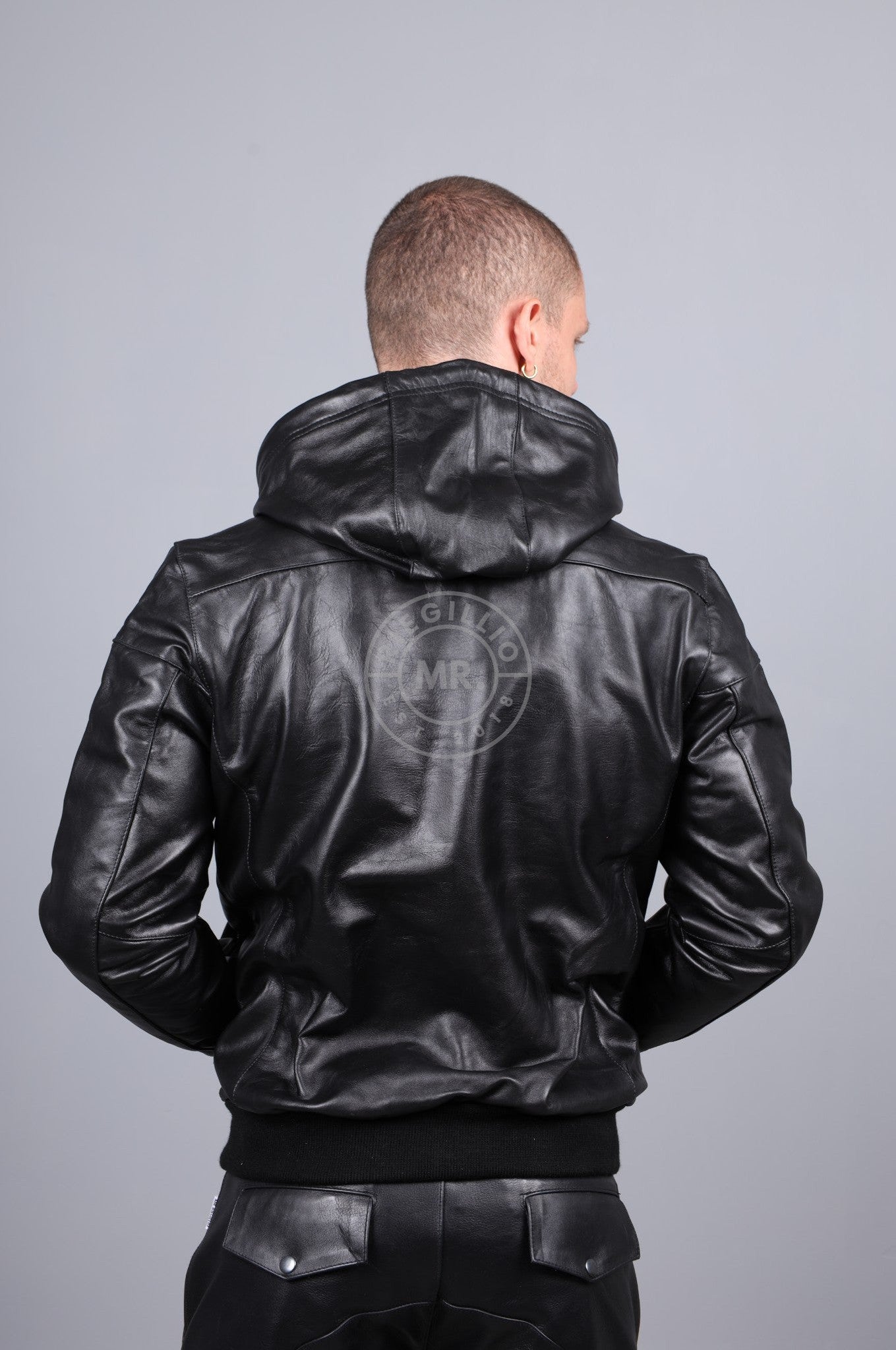 Full Black Leather Zip Up Hoodie at MR. Riegillio