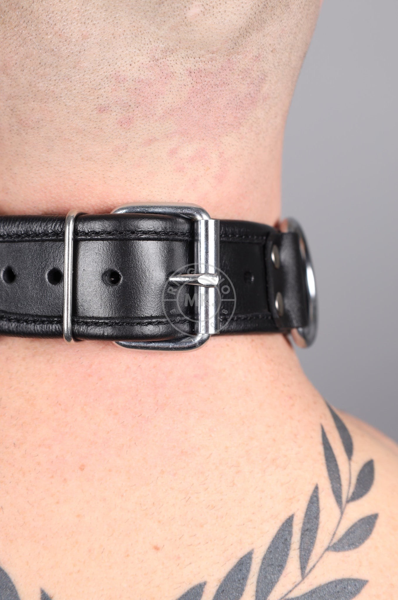 Black Leather Collar 4/D Rings - Full black at MR. Riegillio