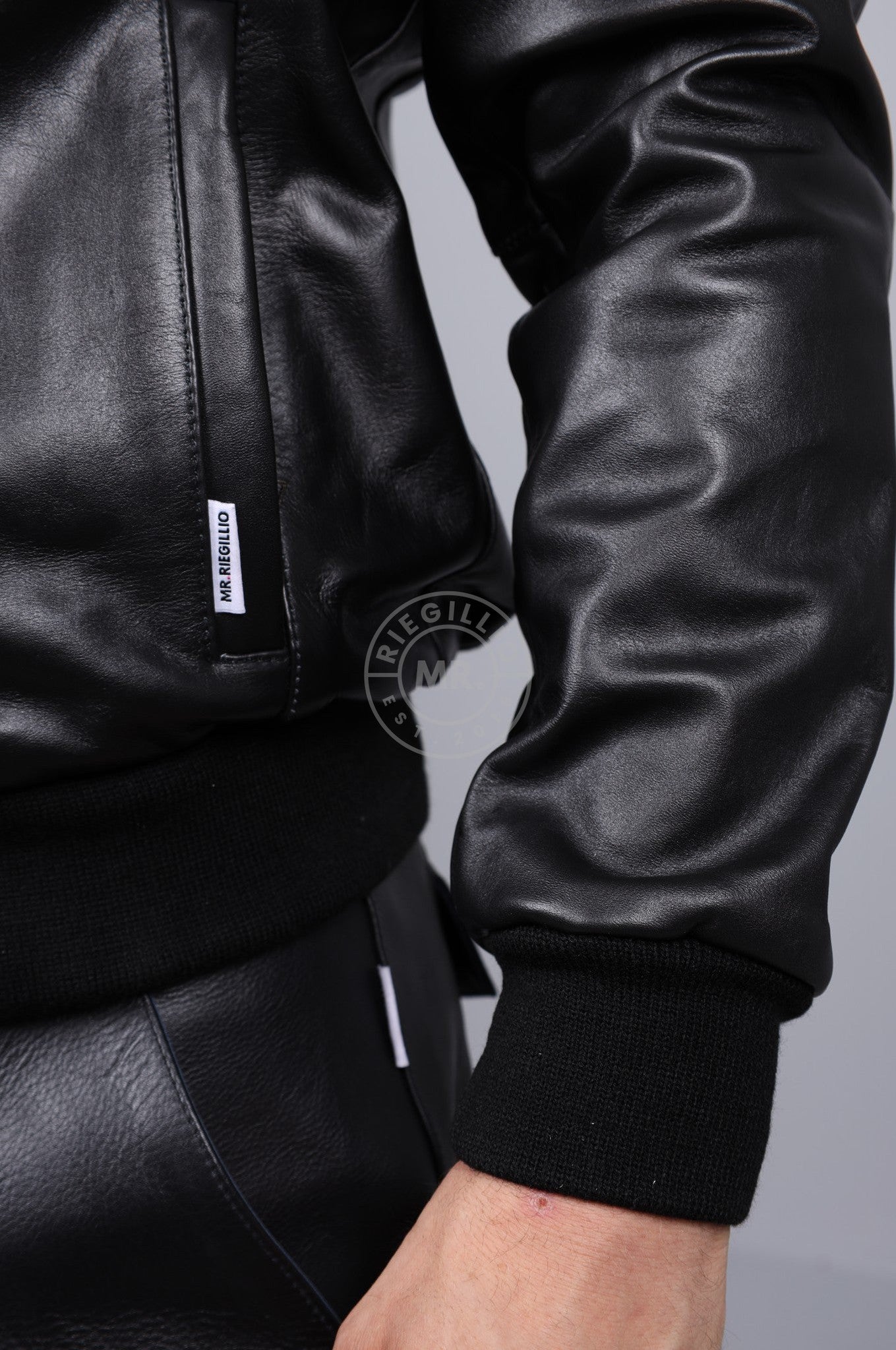 Full Black Leather Zip Up Hoodie at MR. Riegillio