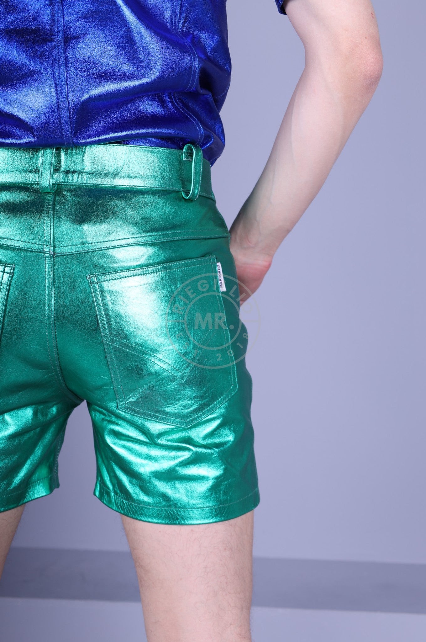 Green Metallic Leather Short at MR. Riegillio