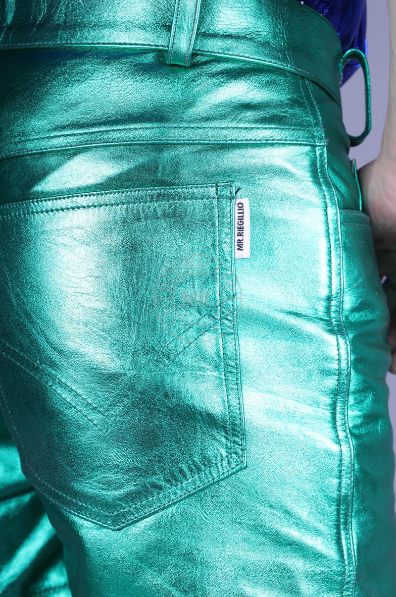 Green Metallic Leather Short at MR. Riegillio