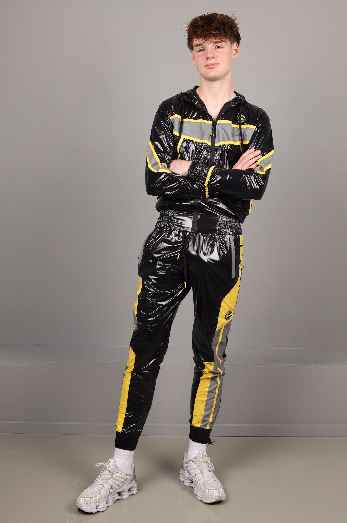 Shiny Nylon BASE Tracksuit Jacket - Yellow