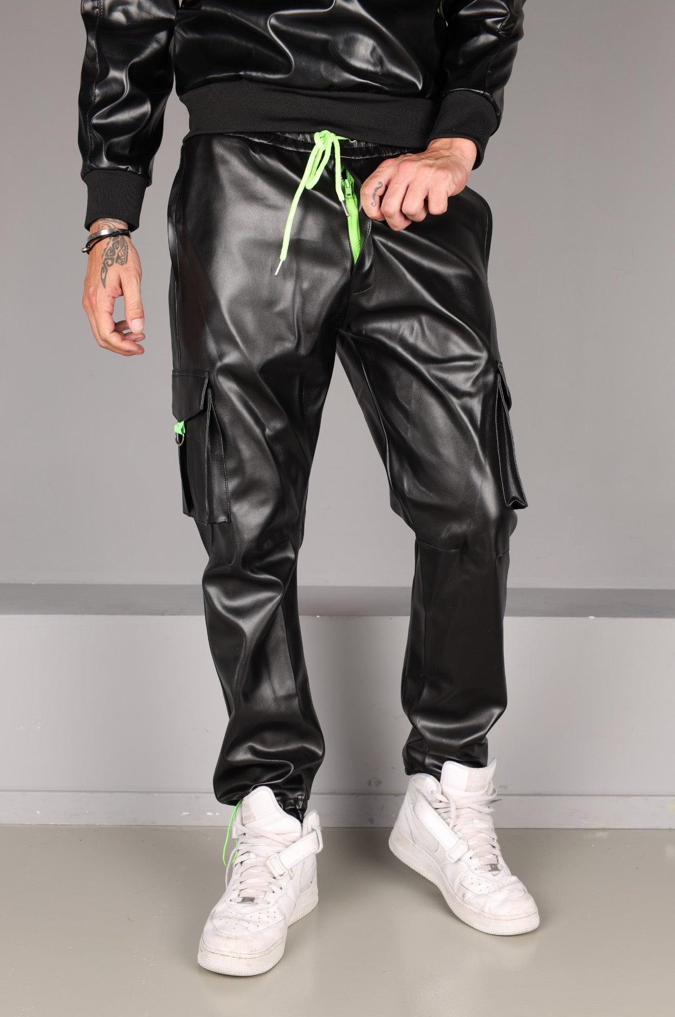 SNKRFTSH Vegan Leather Pants - Neon Touch at MR. Riegillio