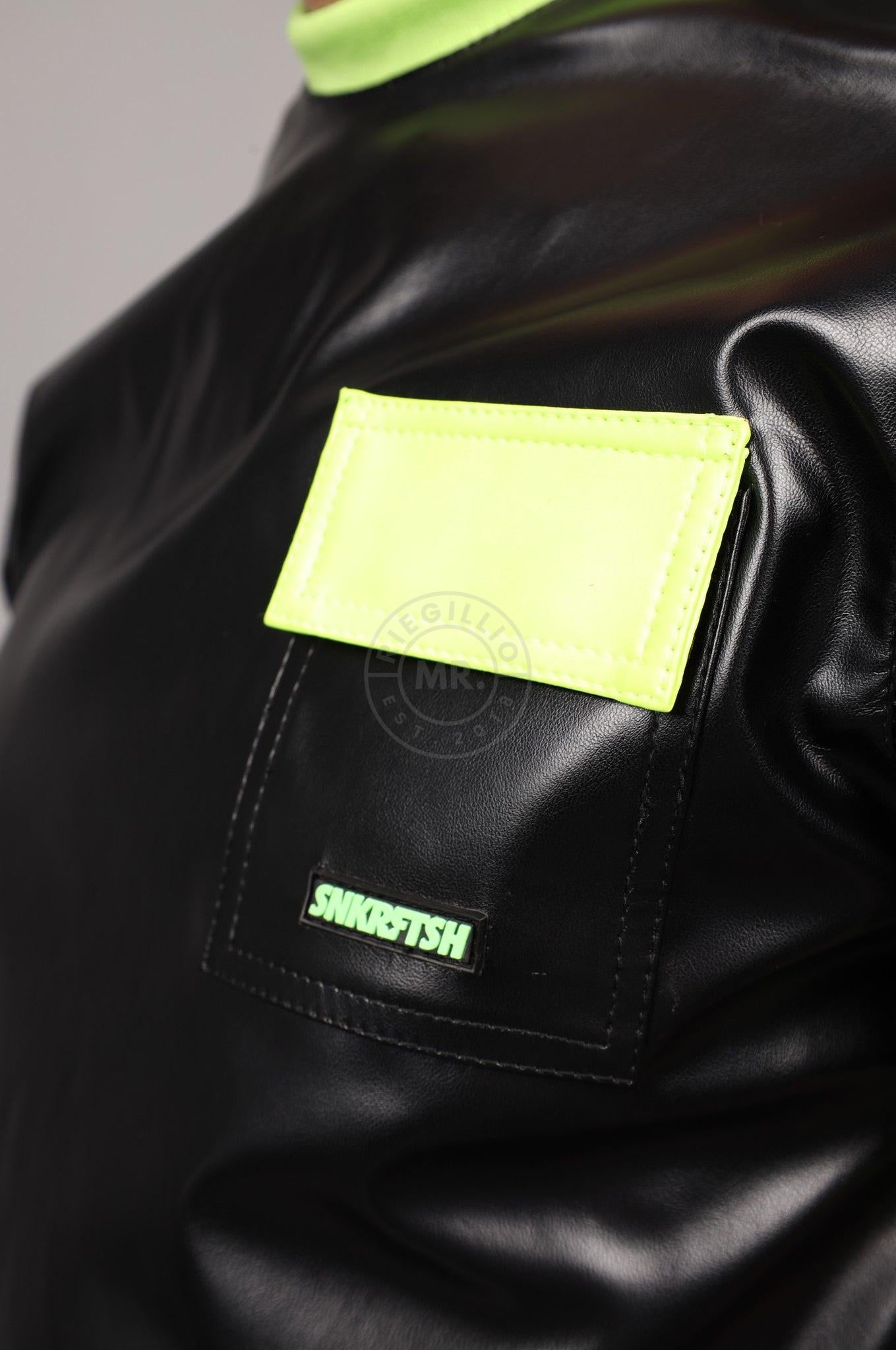 SNKRFTSH Black Vegan Leather T-Shirt - Neon Touch at MR. Riegillio
