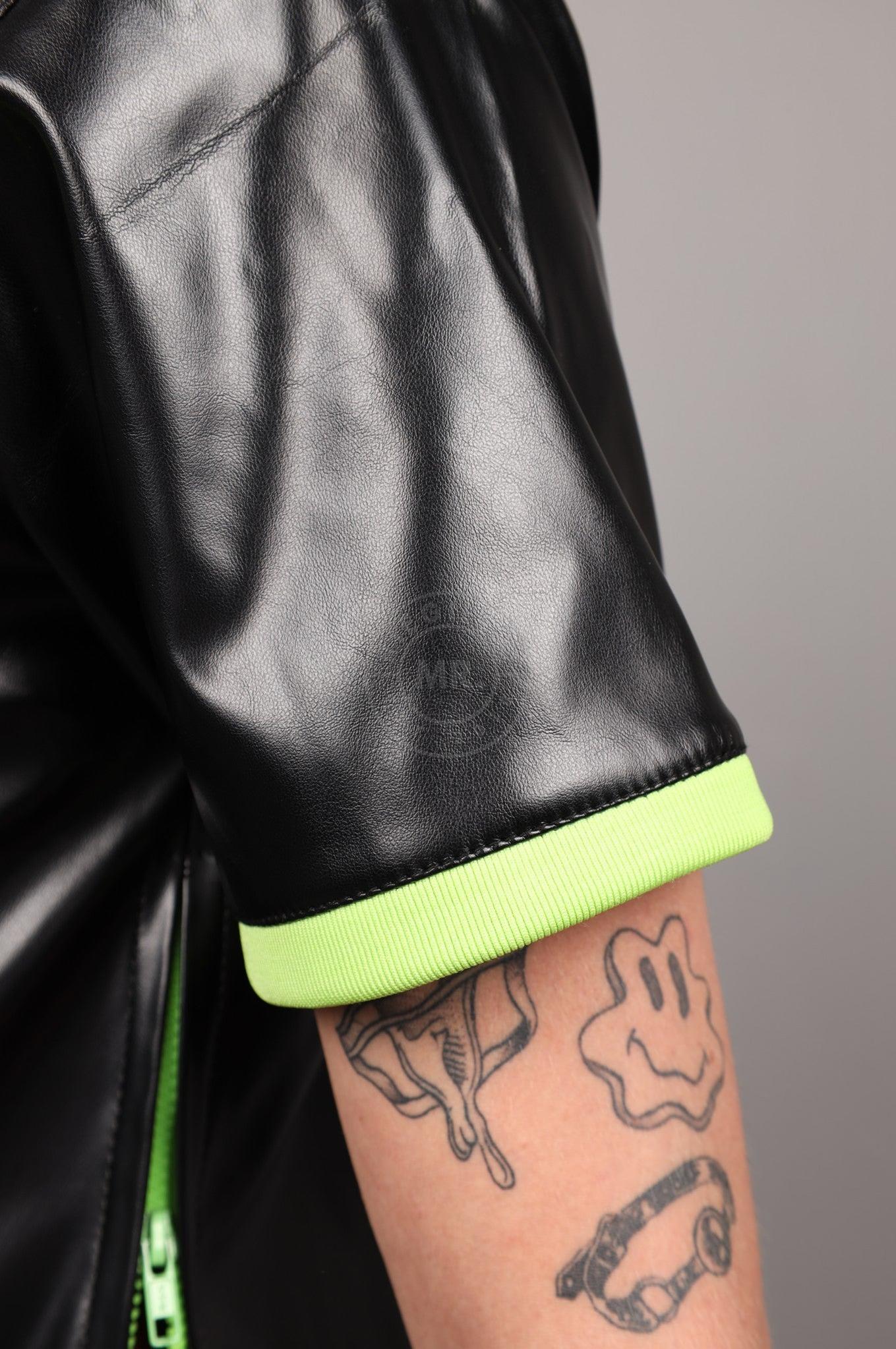 SNKRFTSH Black Vegan Leather T-Shirt - Neon Touch at MR. Riegillio