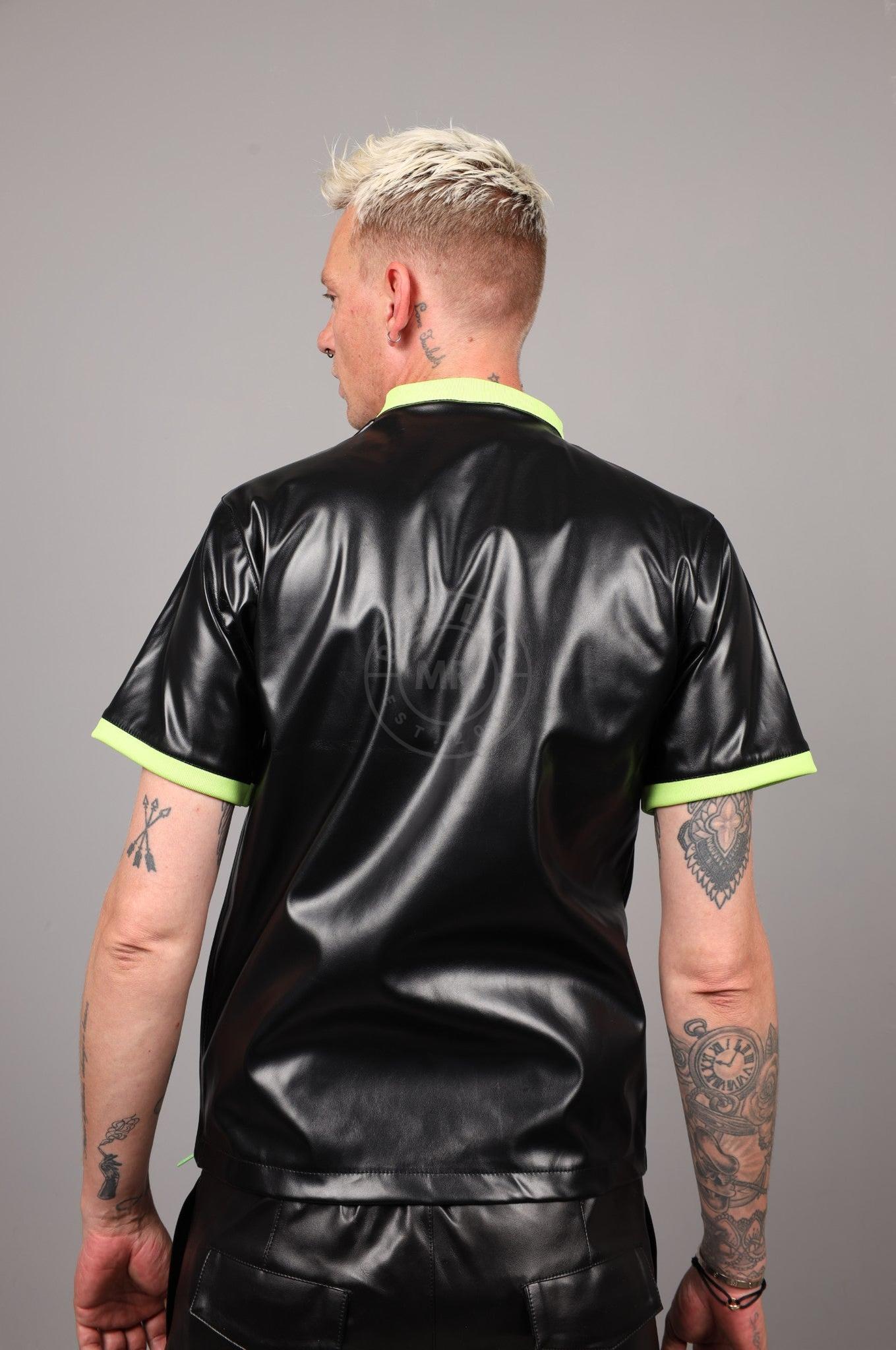 SNKRFTSH Black Vegan Leather T-Shirt - Neon Touch at MR. Riegillio