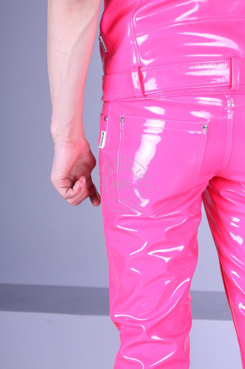 Pink Heavy PVC Pants - Front Zippers at MR. Riegillio