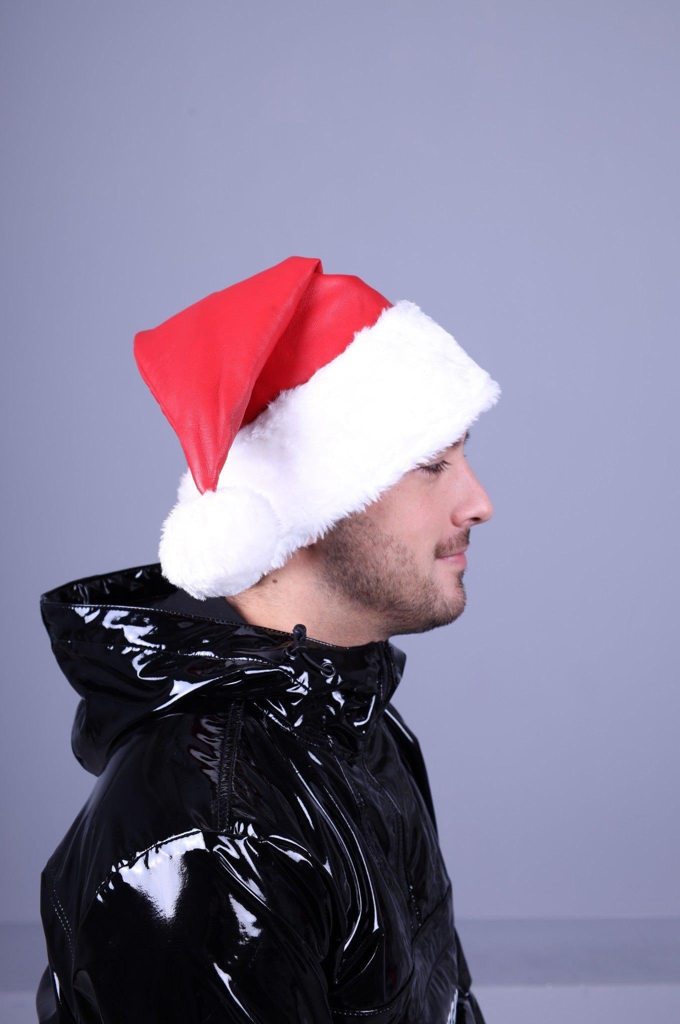 Leather Christmas Hat - Red at MR. Riegillio