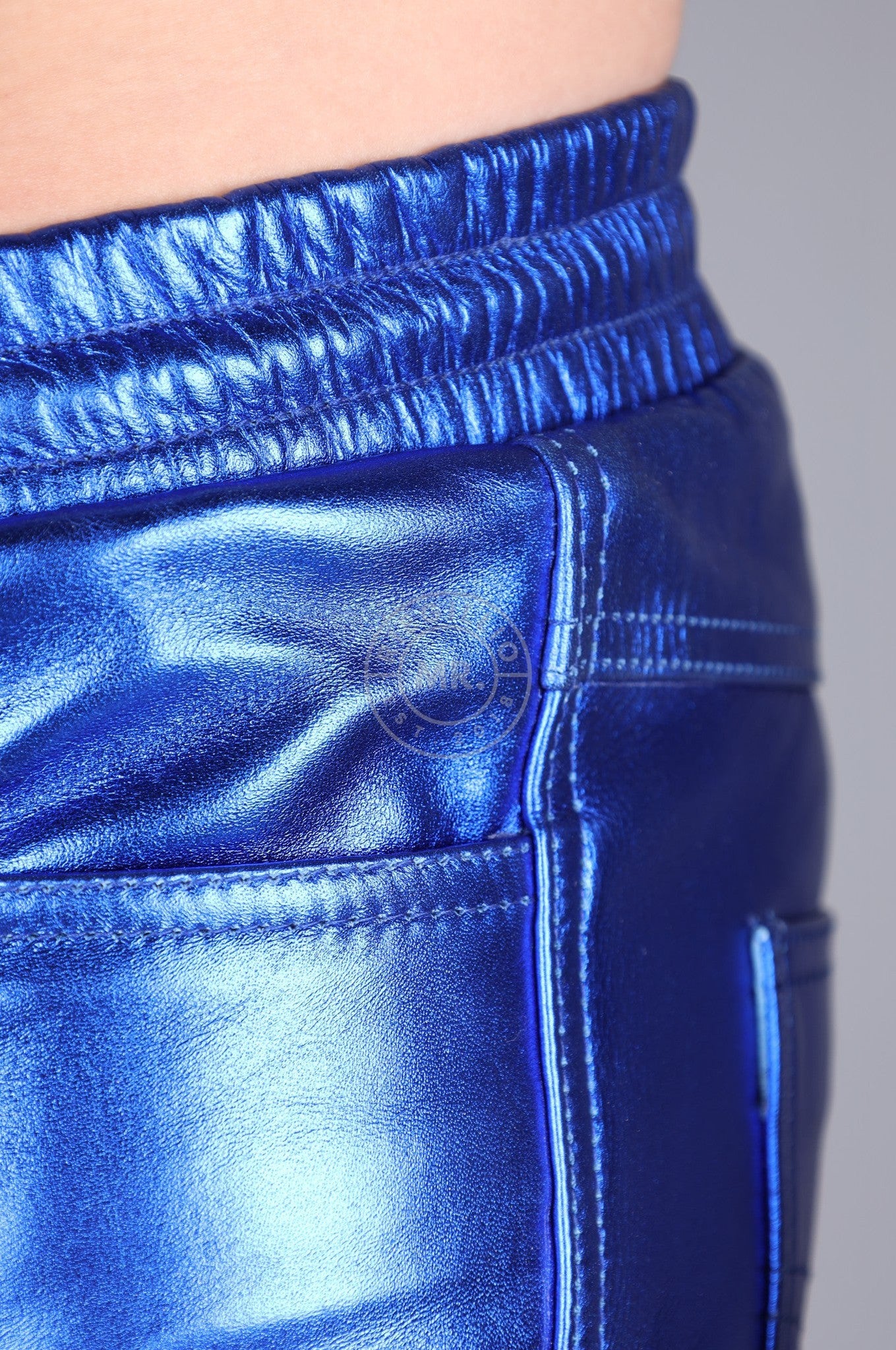 Metallic Leather Short - Blue at MR. Riegillio