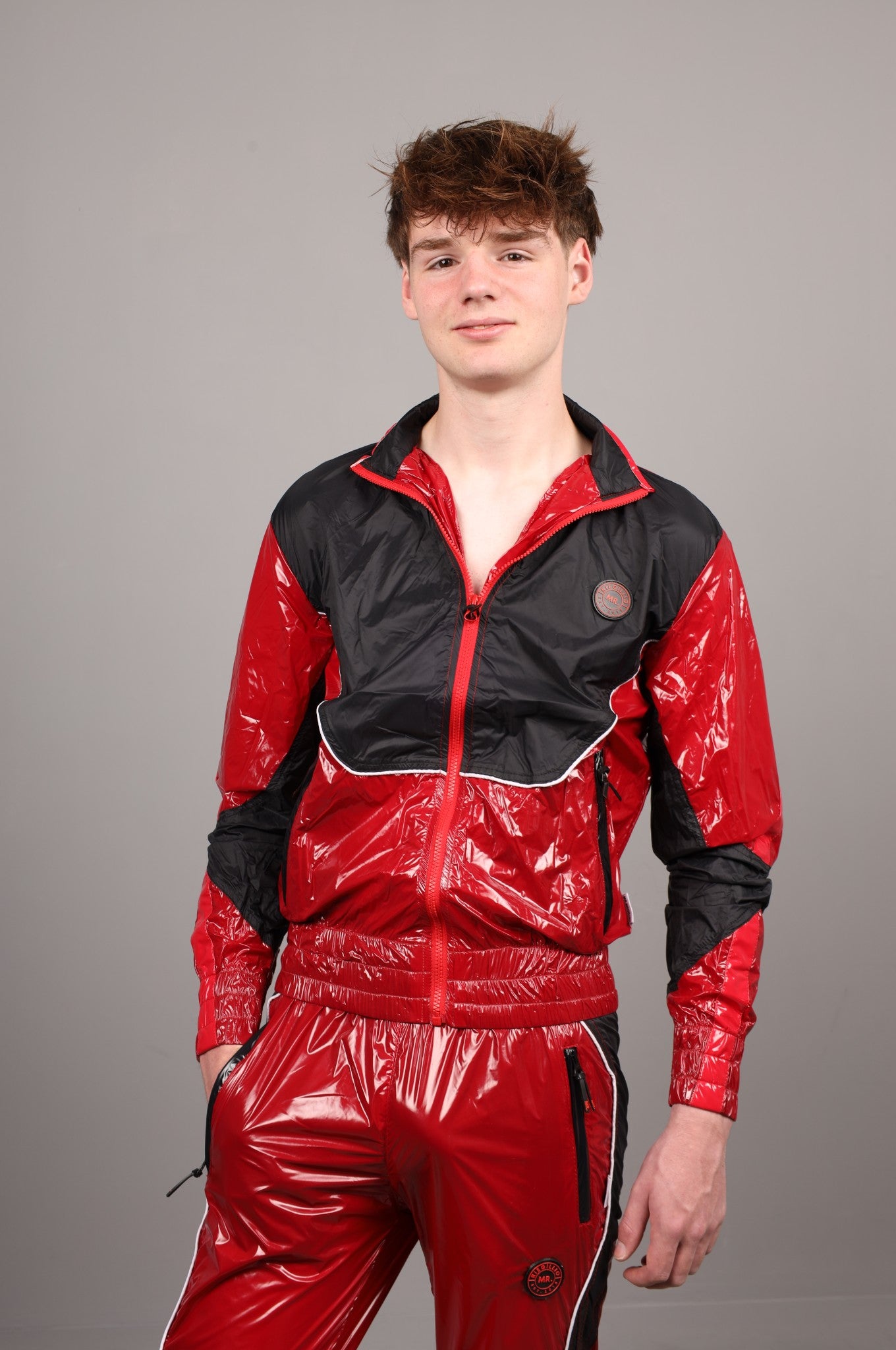 Shiny Nylon 24 Tracksuit Jacket - Red