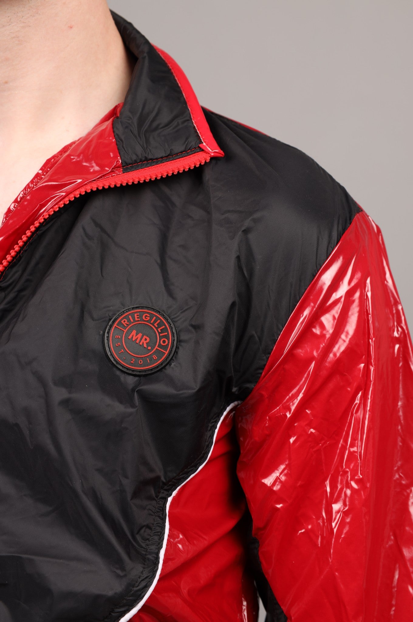 Glänzende Nylon 24 Trainingsanzug Jacke - Rot