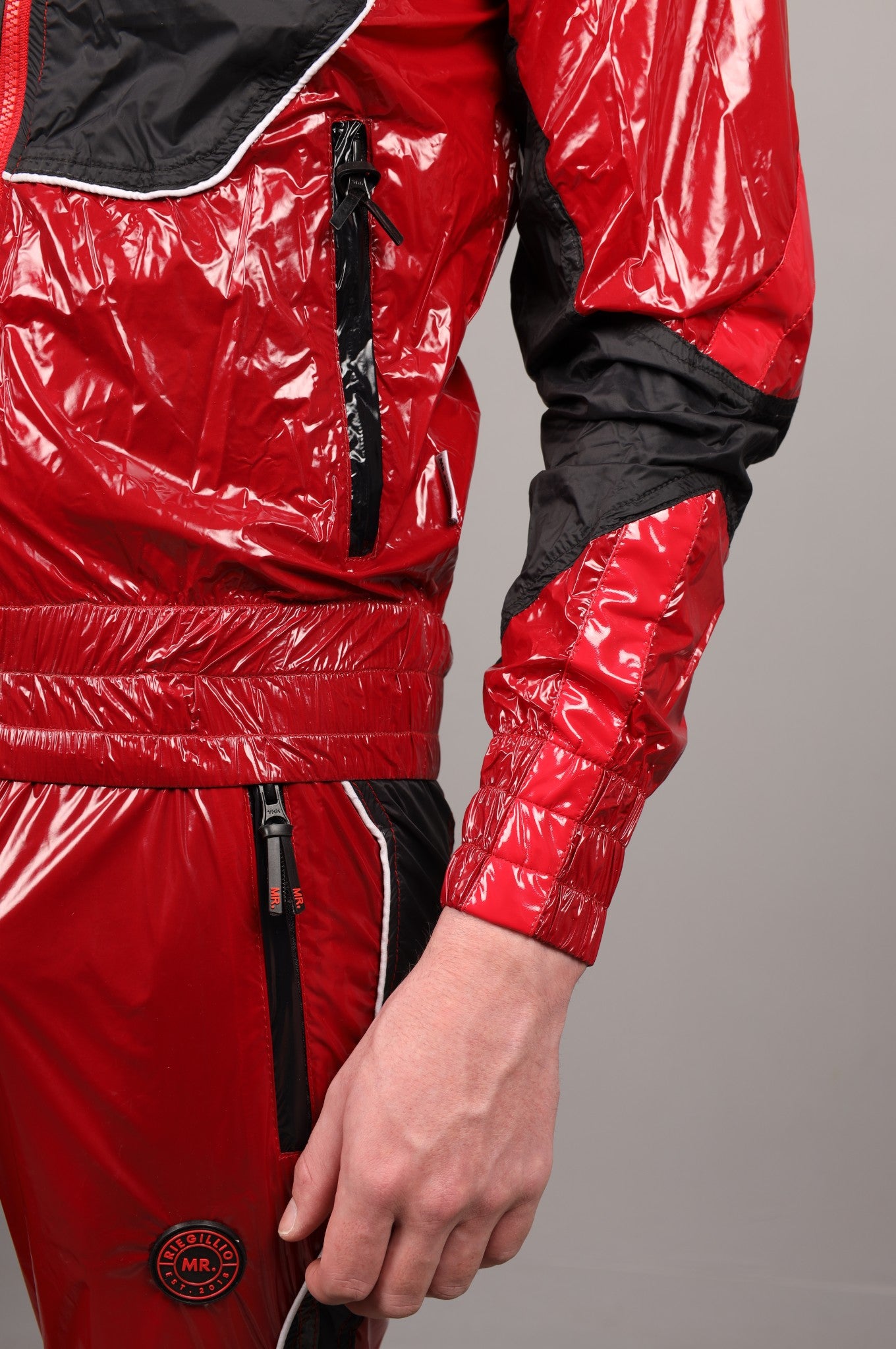 Glänzende Nylon 24 Trainingsanzug Jacke - Rot