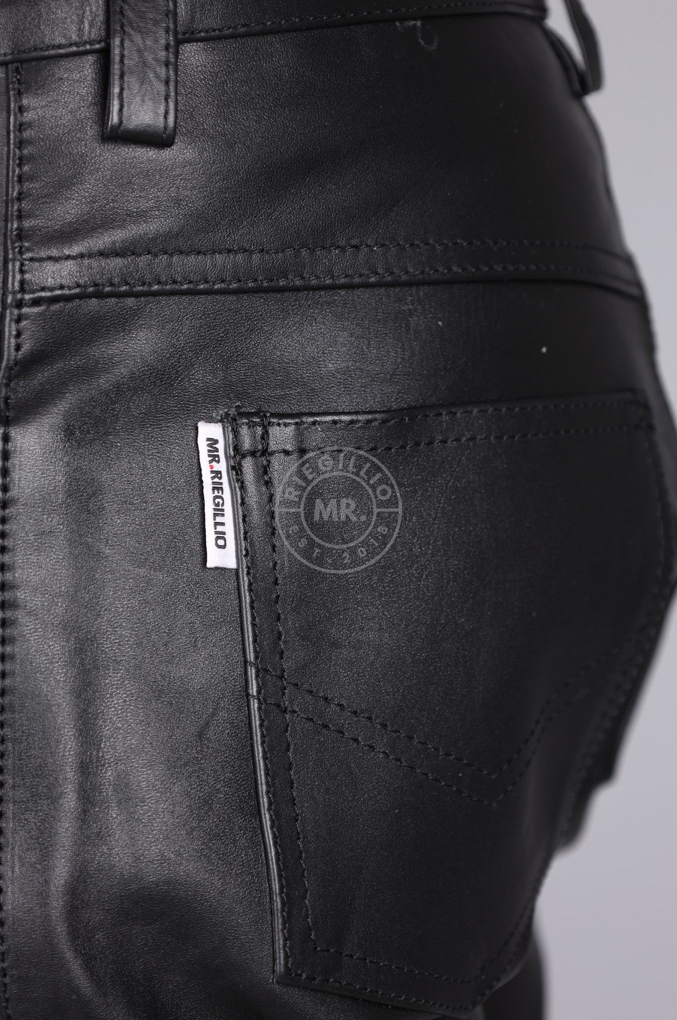 The New Black Leather 5 Pocket Short at MR. Riegillio