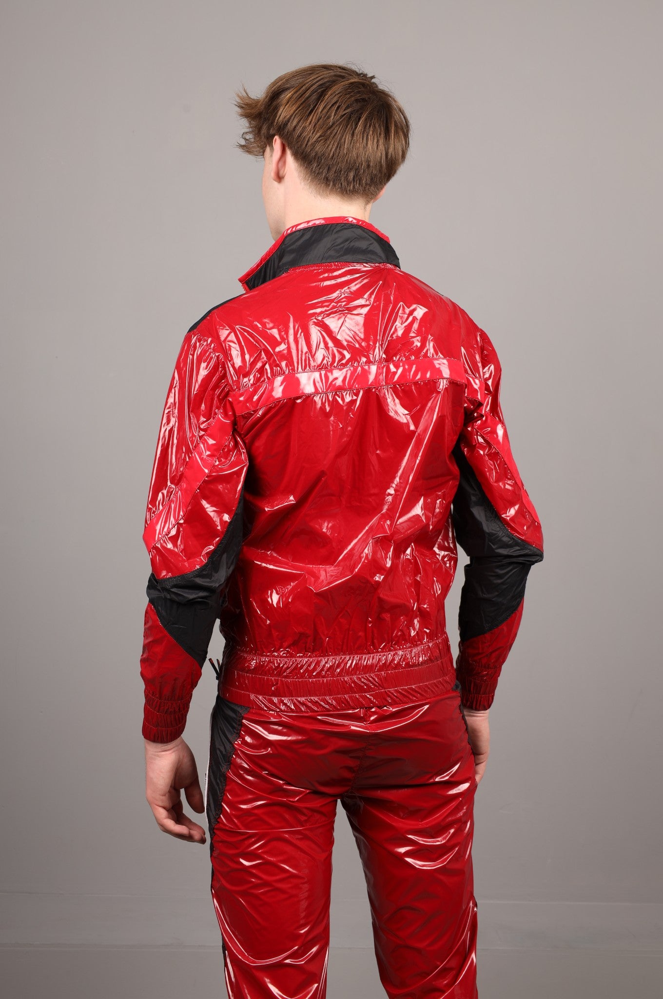 Glänzende Nylon 24 Trainingsanzug Jacke - Rot
