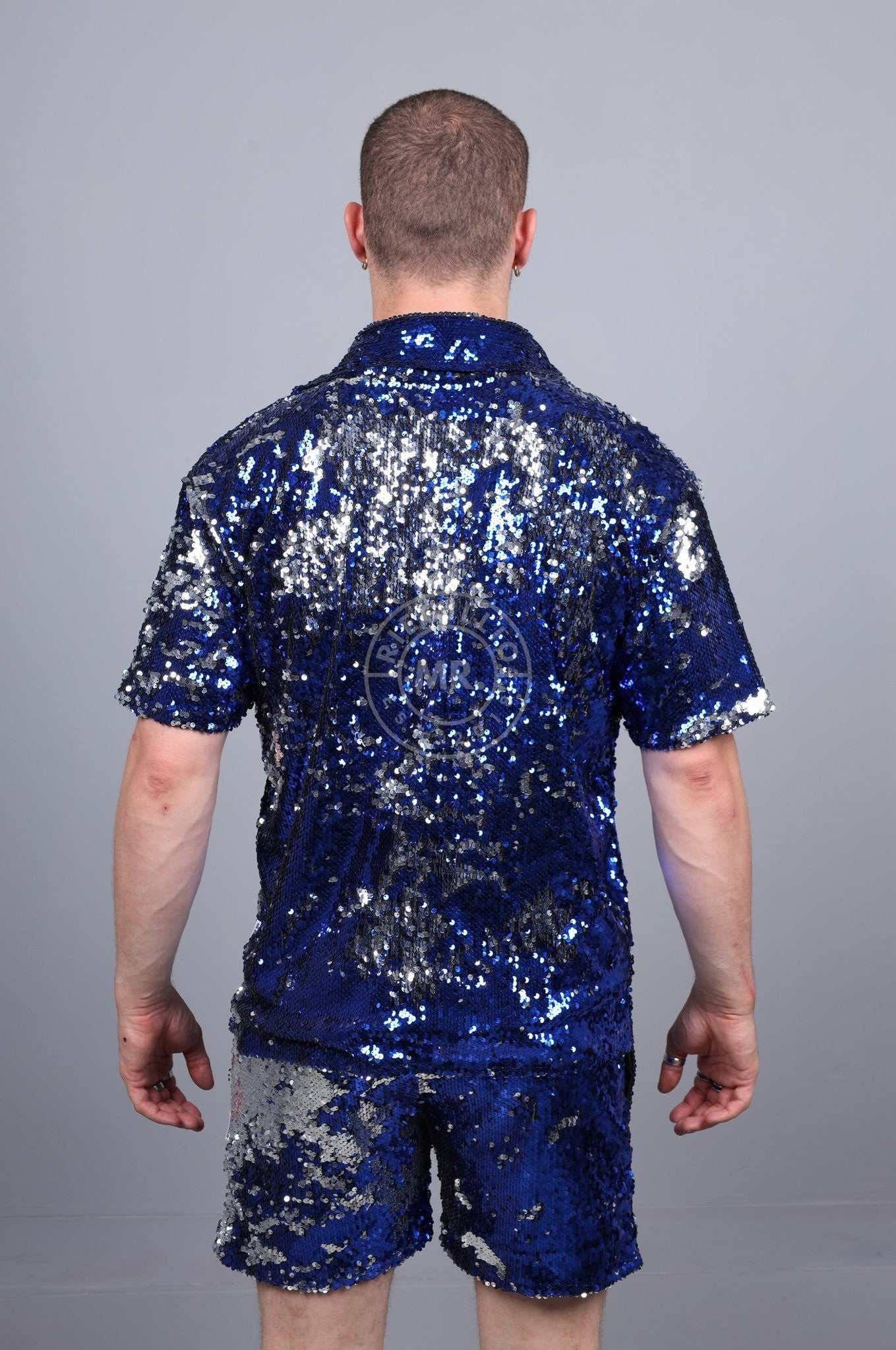 Blue/Silver Sequin Shirt at MR. Riegillio