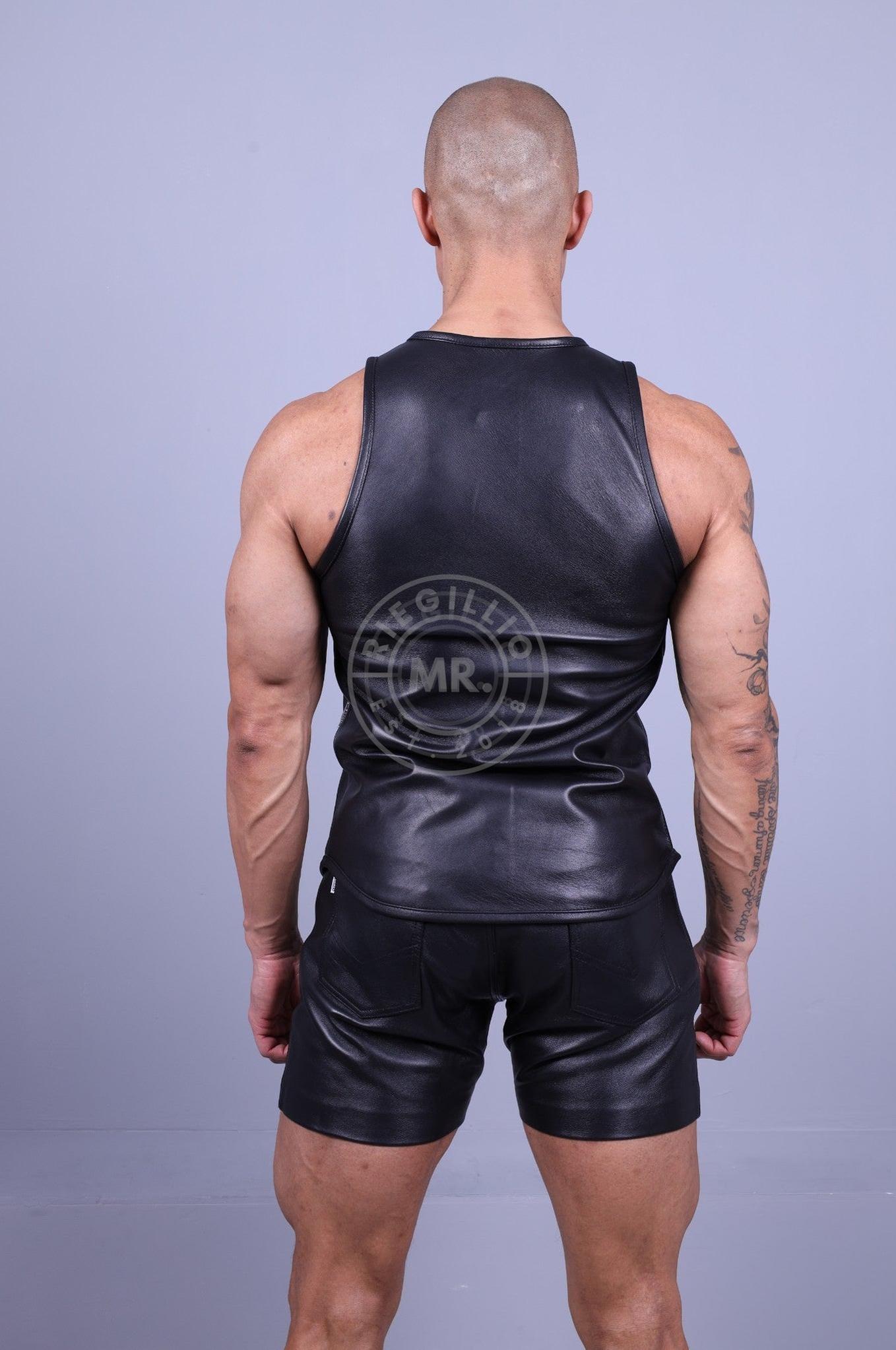 Leather Tank Top - Black Piping at MR. Riegillio