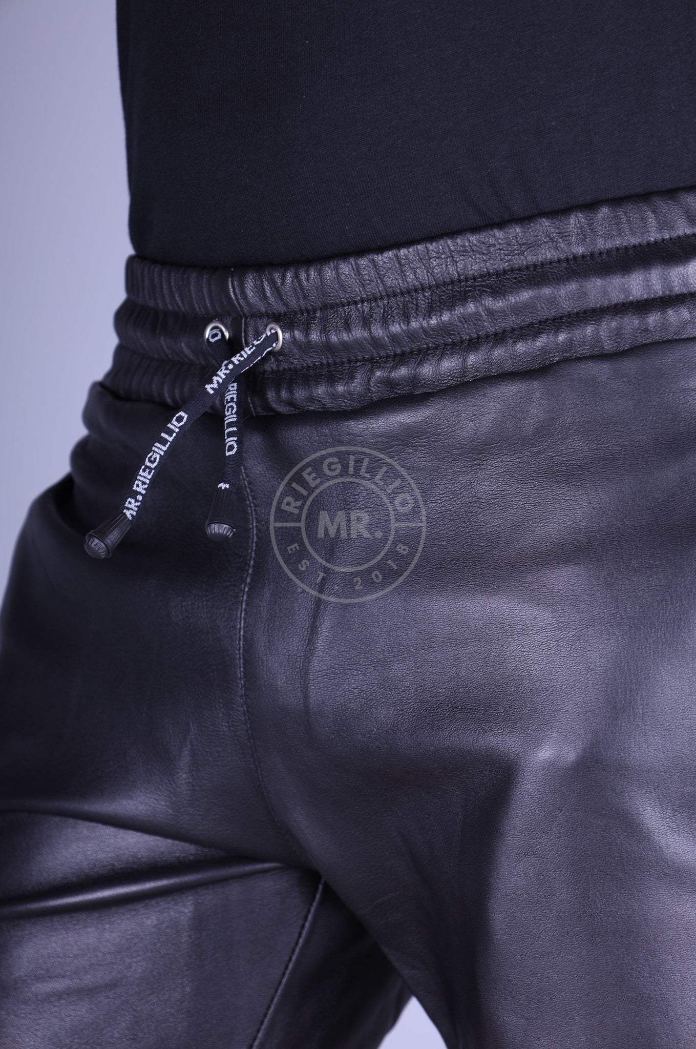 Black Leather Button Down Pants at MR. Riegillio
