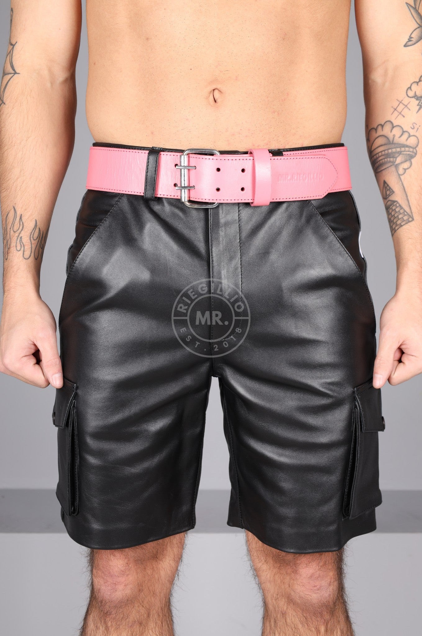 Soft Pink Leather Belt at MR. Riegillio