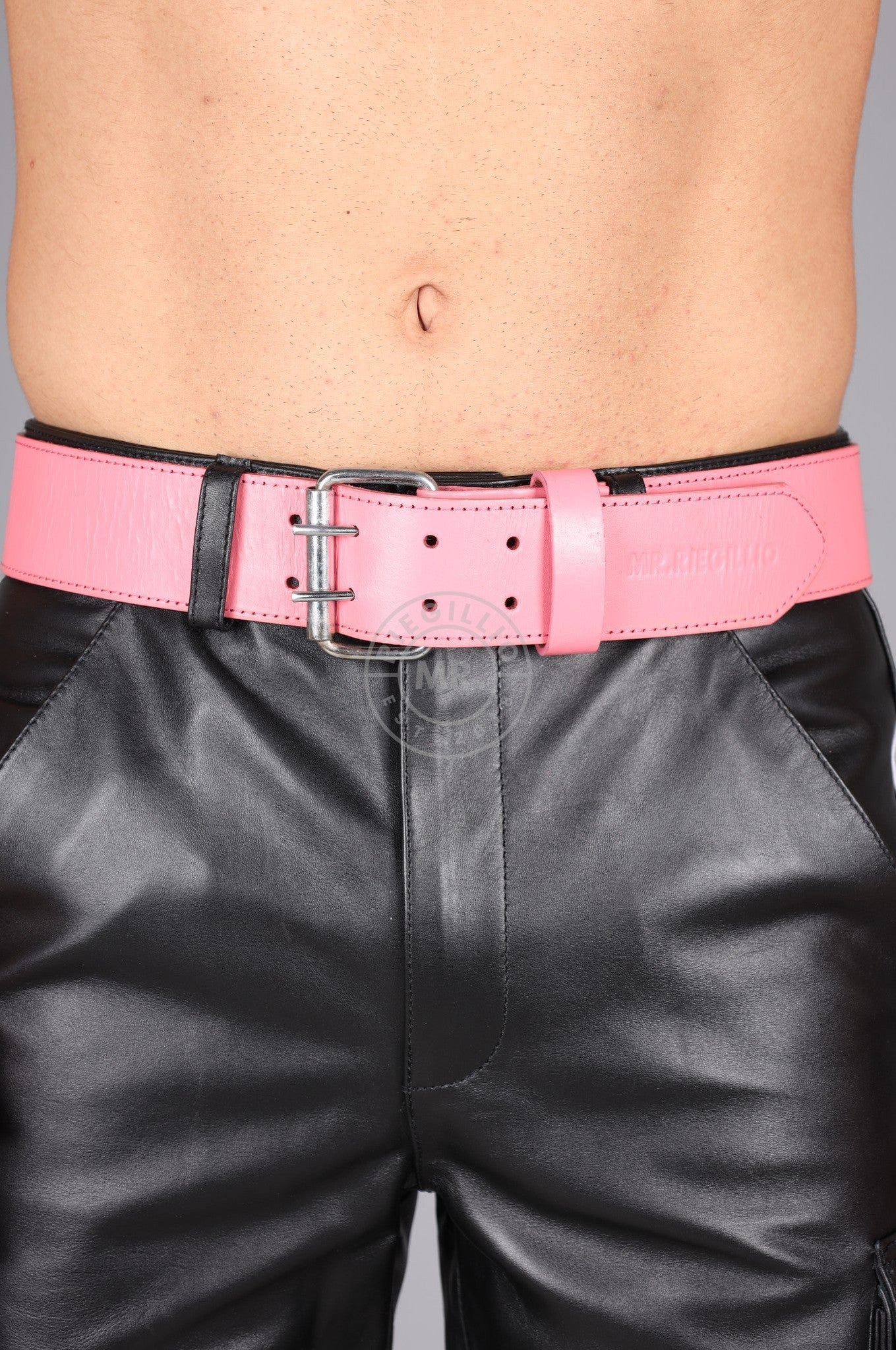 Soft Pink Leather Belt at MR. Riegillio