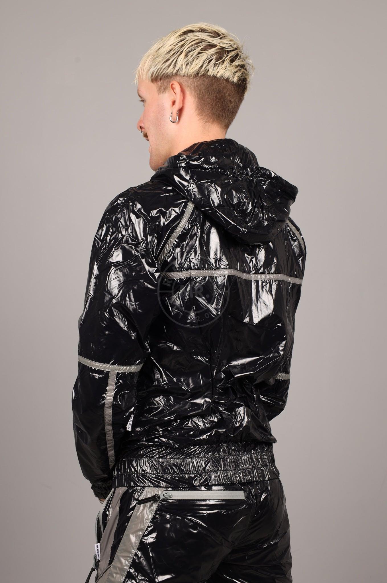 Shiny Nylon BASE Tracksuit Jacket - Grey at MR. Riegillio