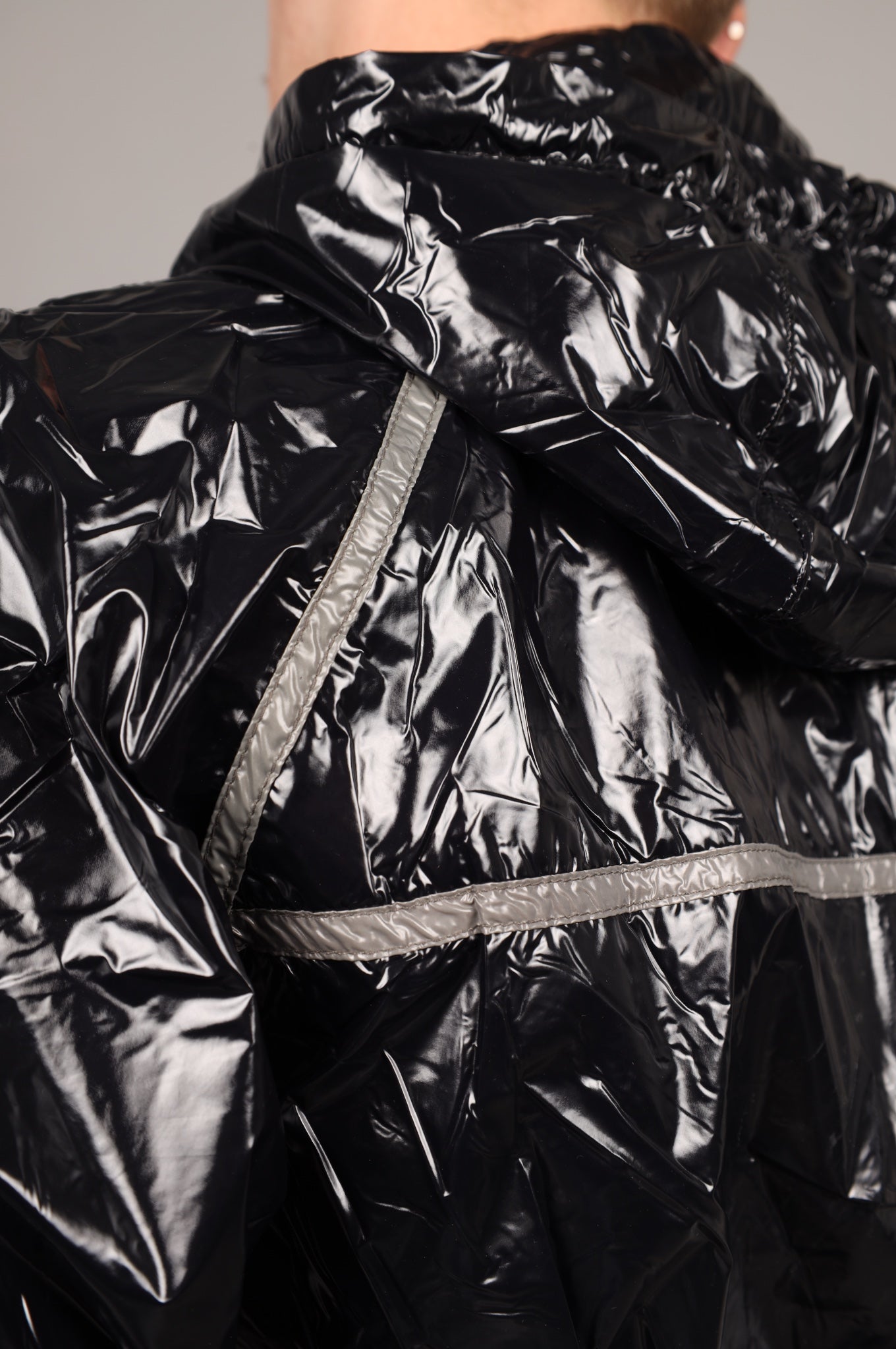 Shiny Nylon BASE Tracksuit Jacket - Grey at MR. Riegillio
