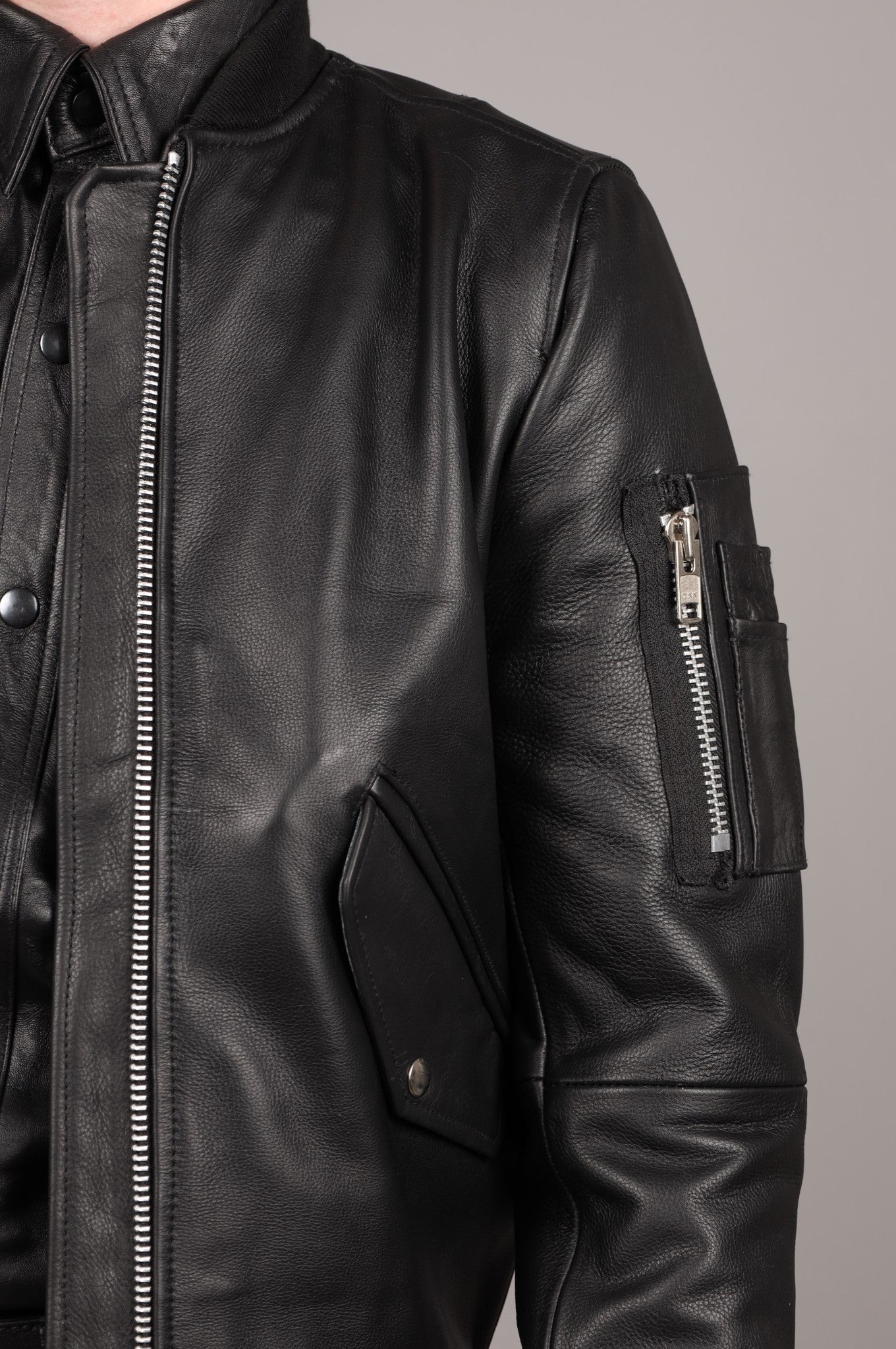 Black Leather Bomber Jacket